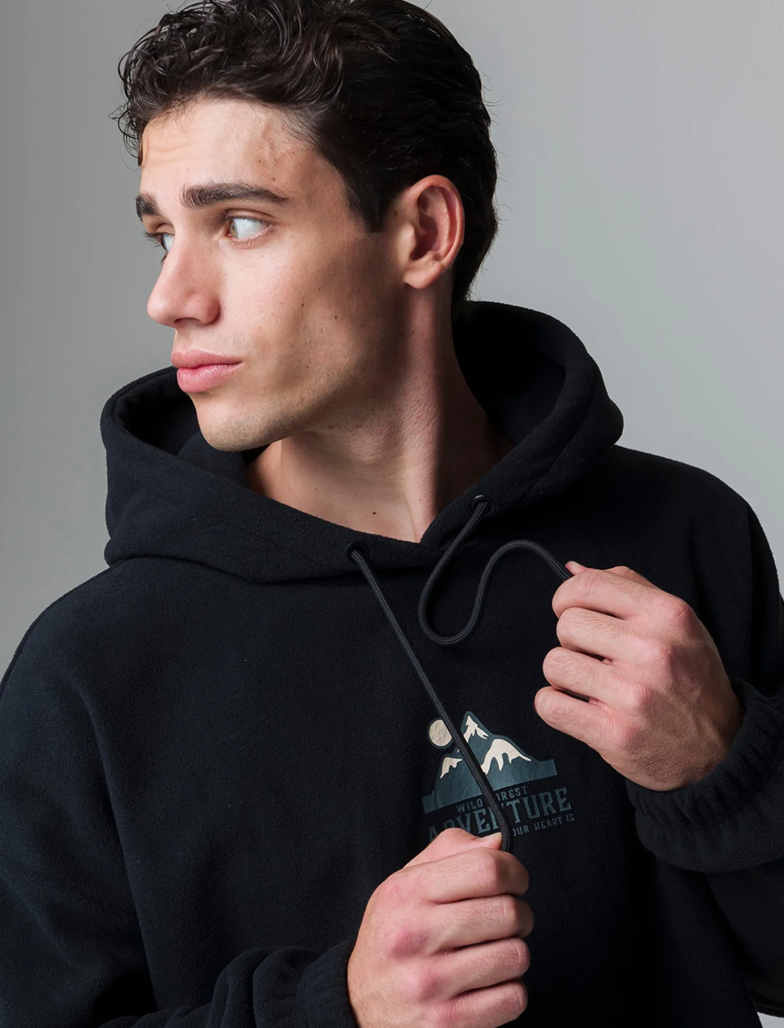 Uomo Piazza Italia Felpe<Felpa in pile con cappucio regolabile con laccio in regular fit -