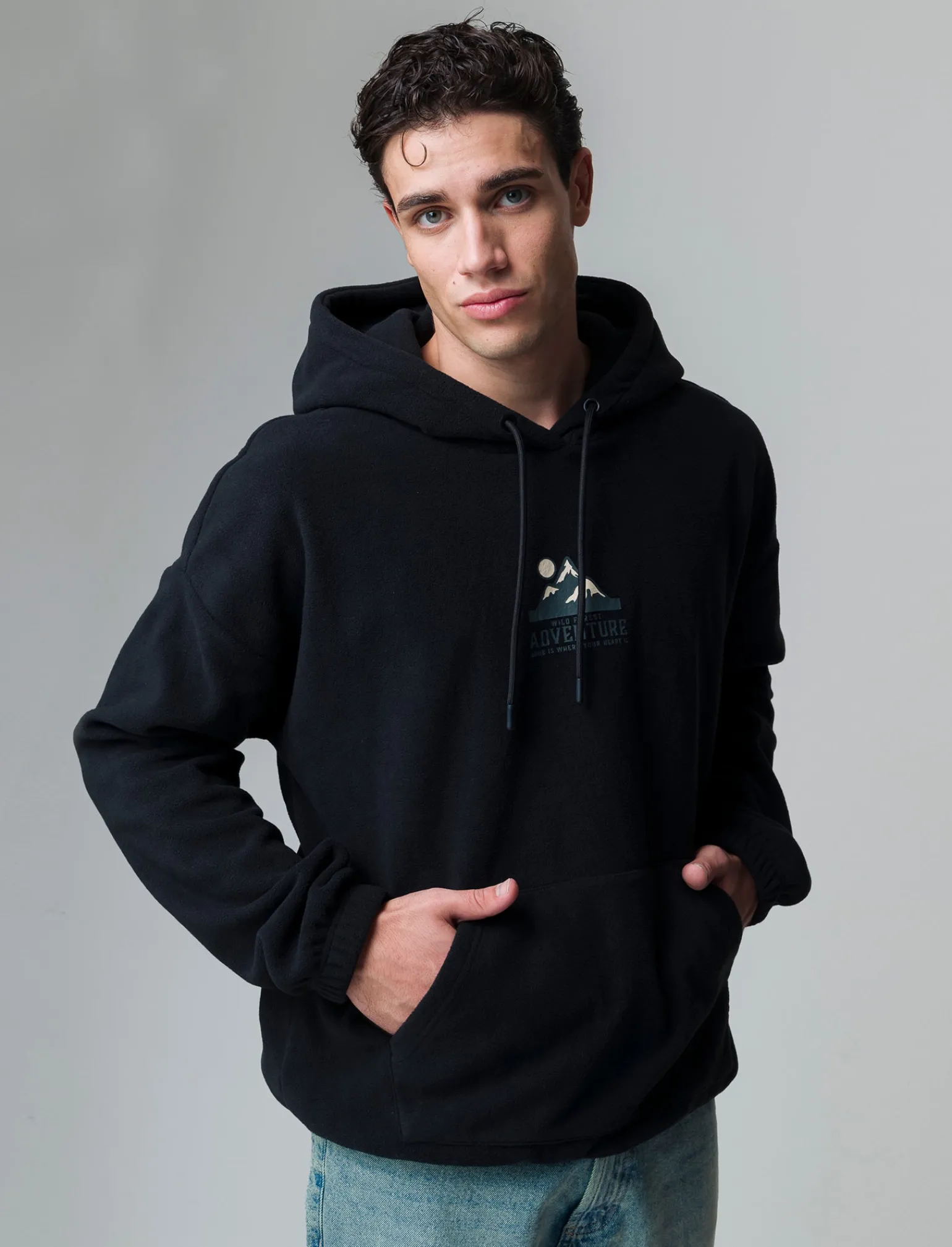 Uomo Piazza Italia Felpe<Felpa in pile con cappucio regolabile con laccio in regular fit -