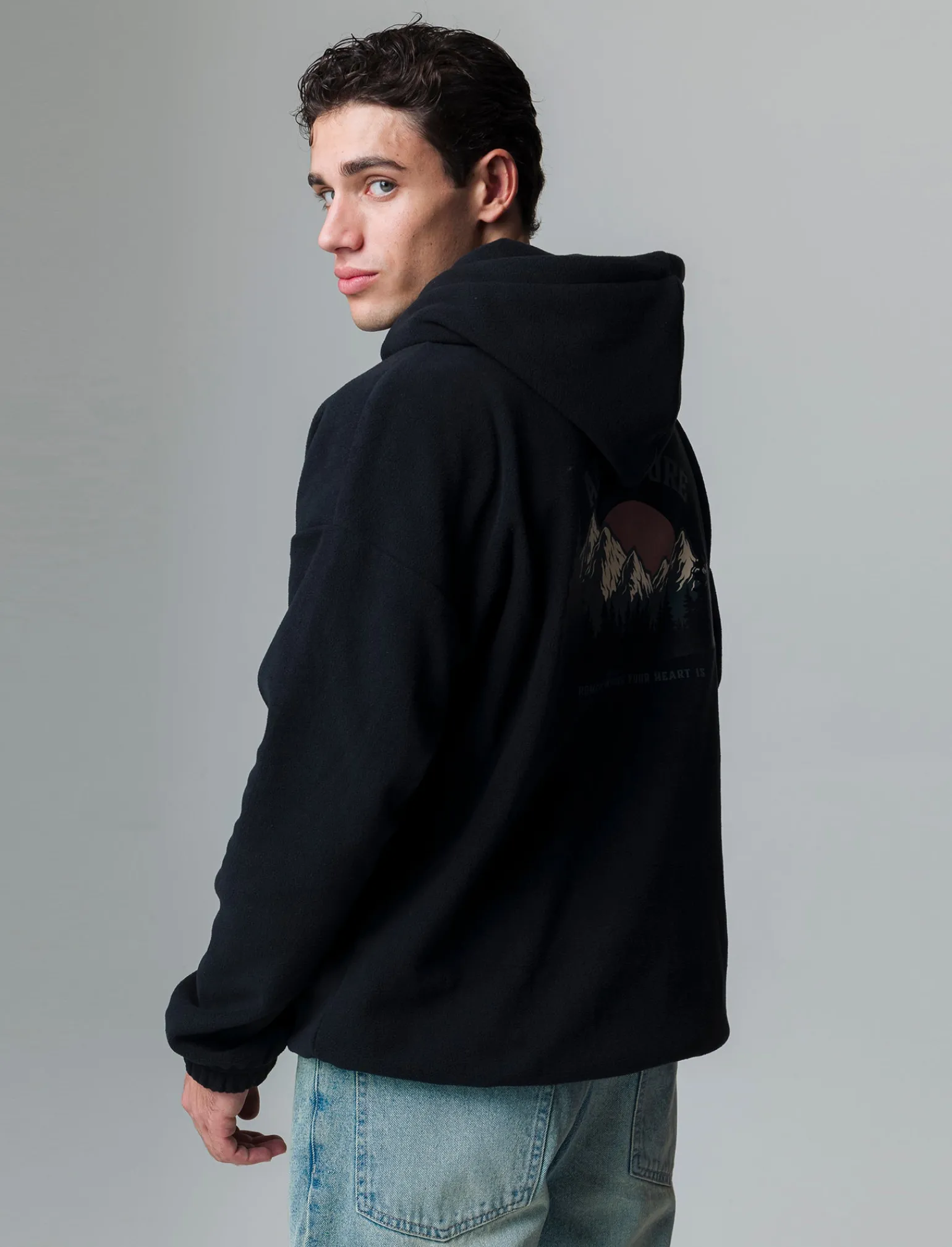 Uomo Piazza Italia Felpe<Felpa in pile con cappucio regolabile con laccio in regular fit -