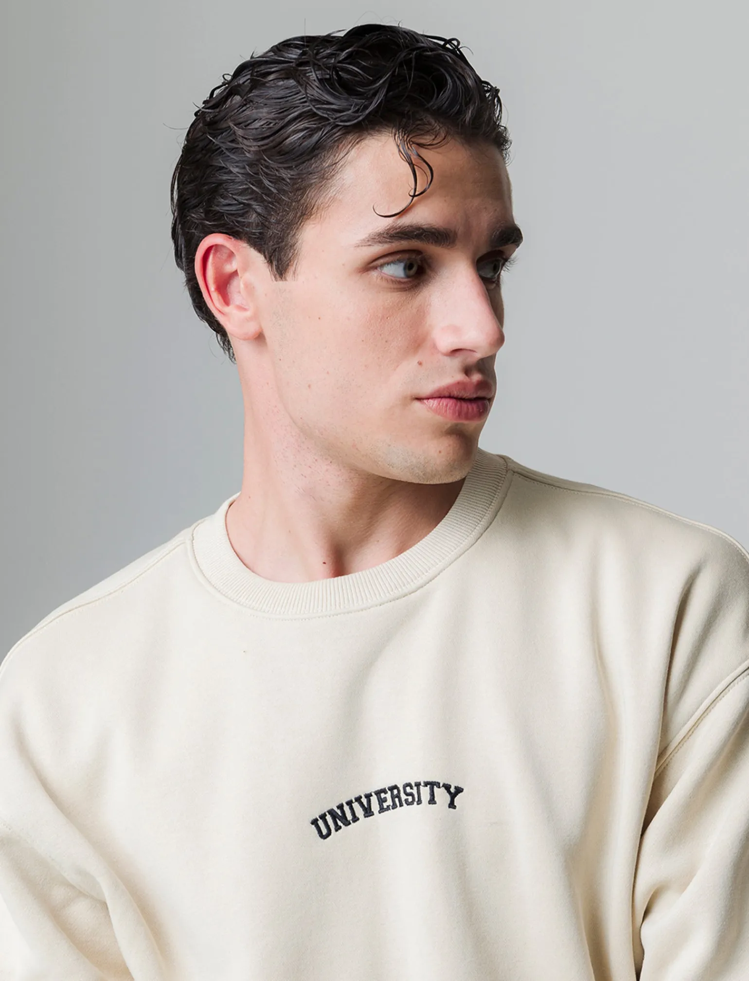 Uomo Piazza Italia Felpe<Felpa loose fit in misto cotone garzato con collo rotondo -