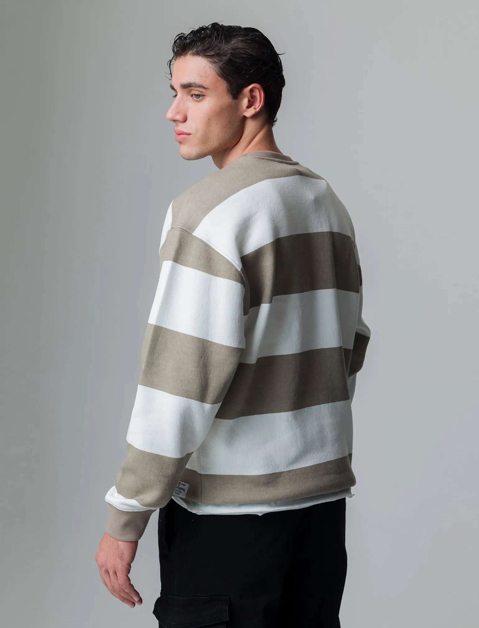 Uomo Piazza Italia Uomo | Felpe<Felpa loose fit in misto cotone garzato con collo rotondo - kaki
