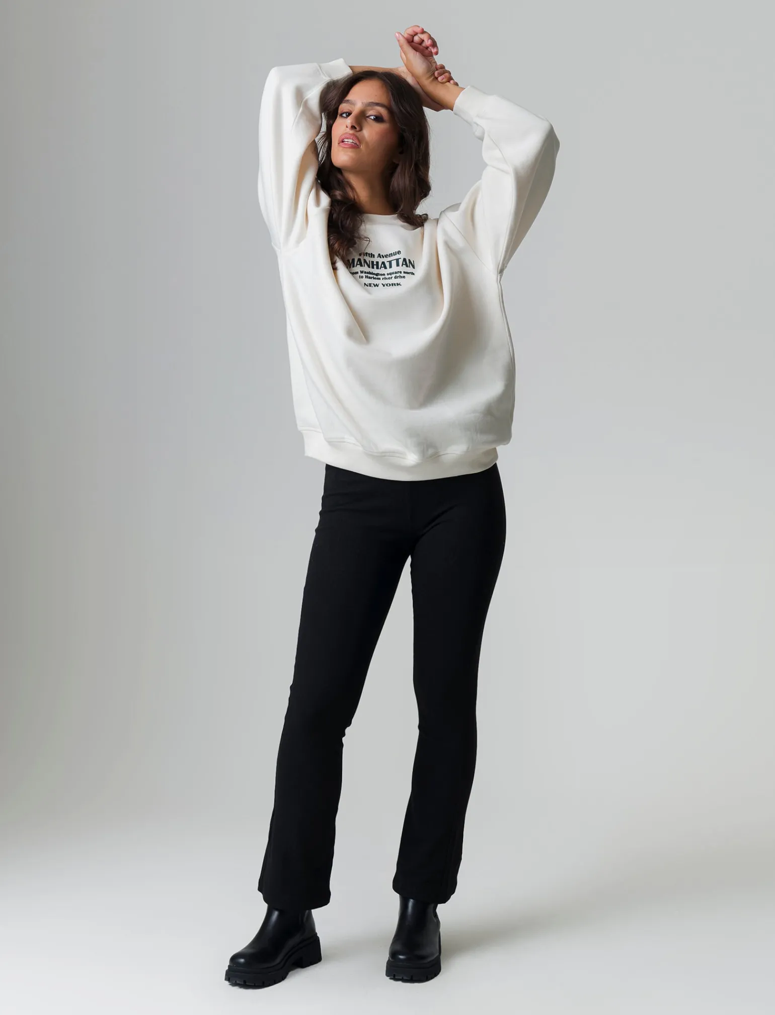 Donna Piazza Italia Felpe<Felpa oversize a girocollo con stampa frontale - Avorio
