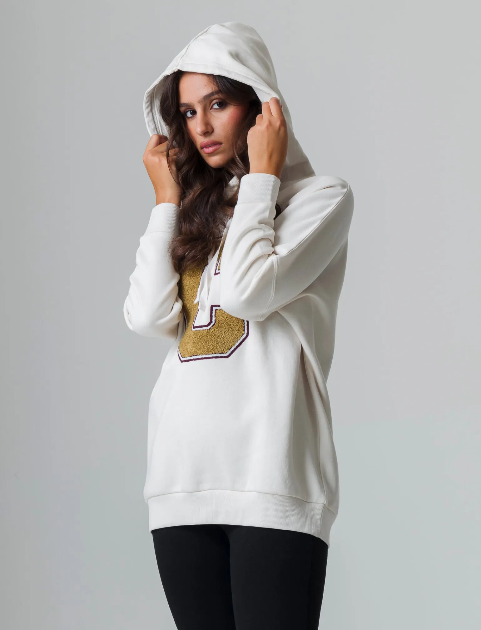 Donna Piazza Italia Felpe<Felpa oversize con cappuccio e stampa - Avorio