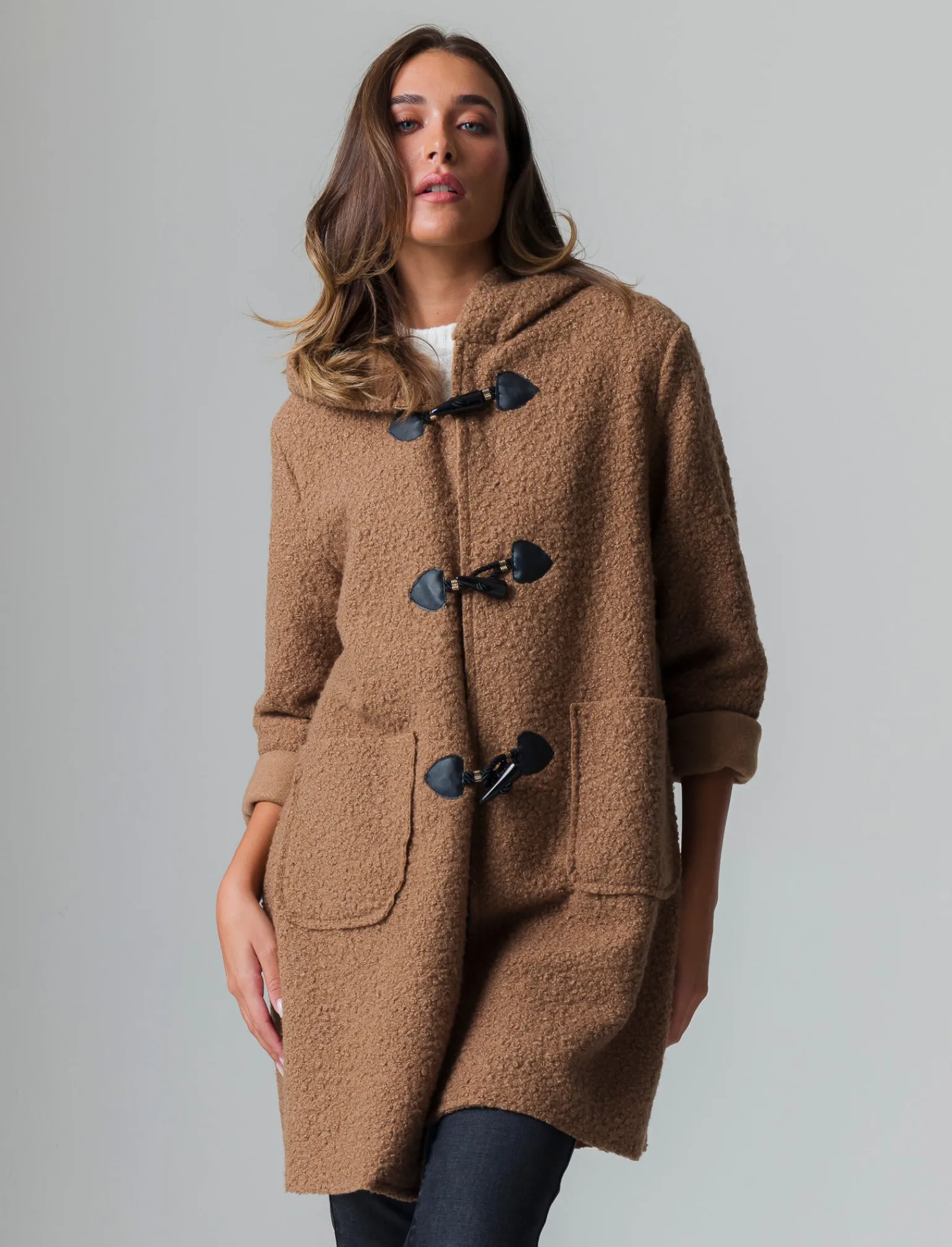 Donna Piazza Italia Donna | Giubbini E Cappotti<Giaccone con cappuccio e chiusura con alamari - Cammello