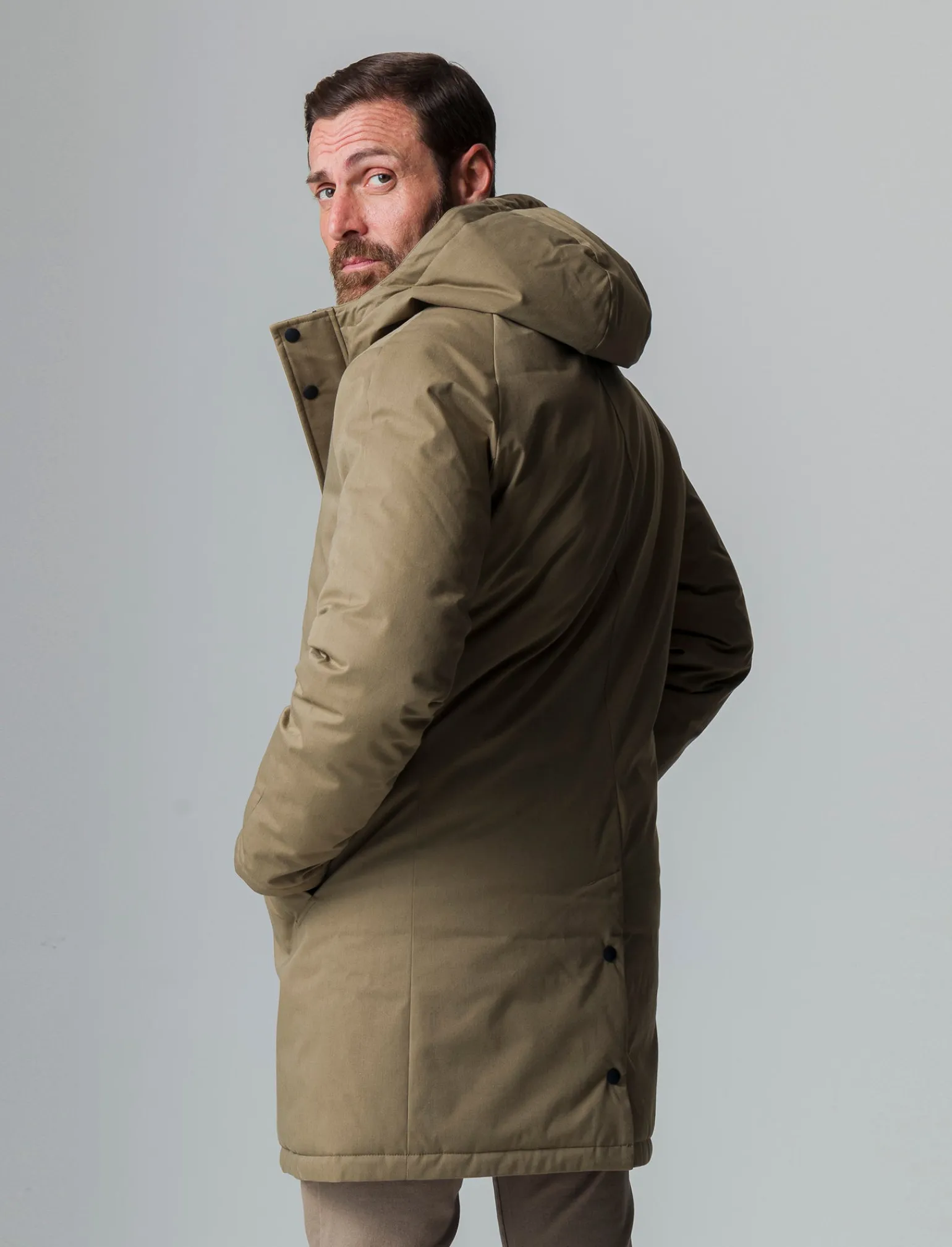 Uomo Piazza Italia Uomo | Giubbini E Cappotti<Giaccone modello parka realizzato in tessuto tecnico imbottito - kaki
