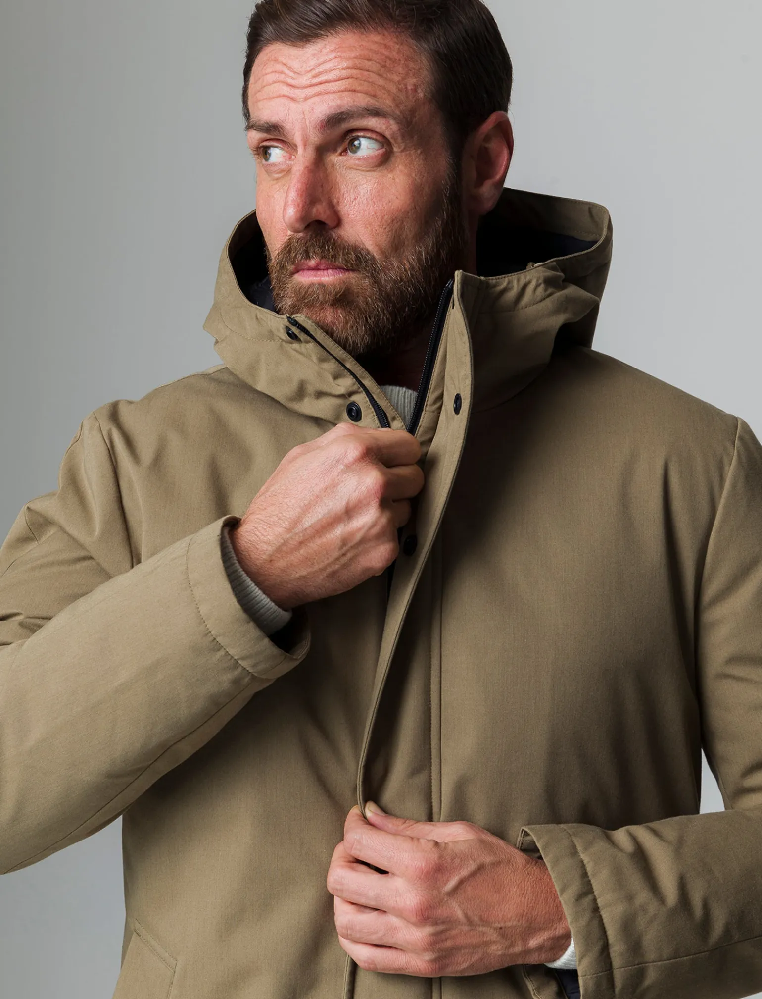 Uomo Piazza Italia Uomo | Giubbini E Cappotti<Giaccone modello parka realizzato in tessuto tecnico imbottito - kaki