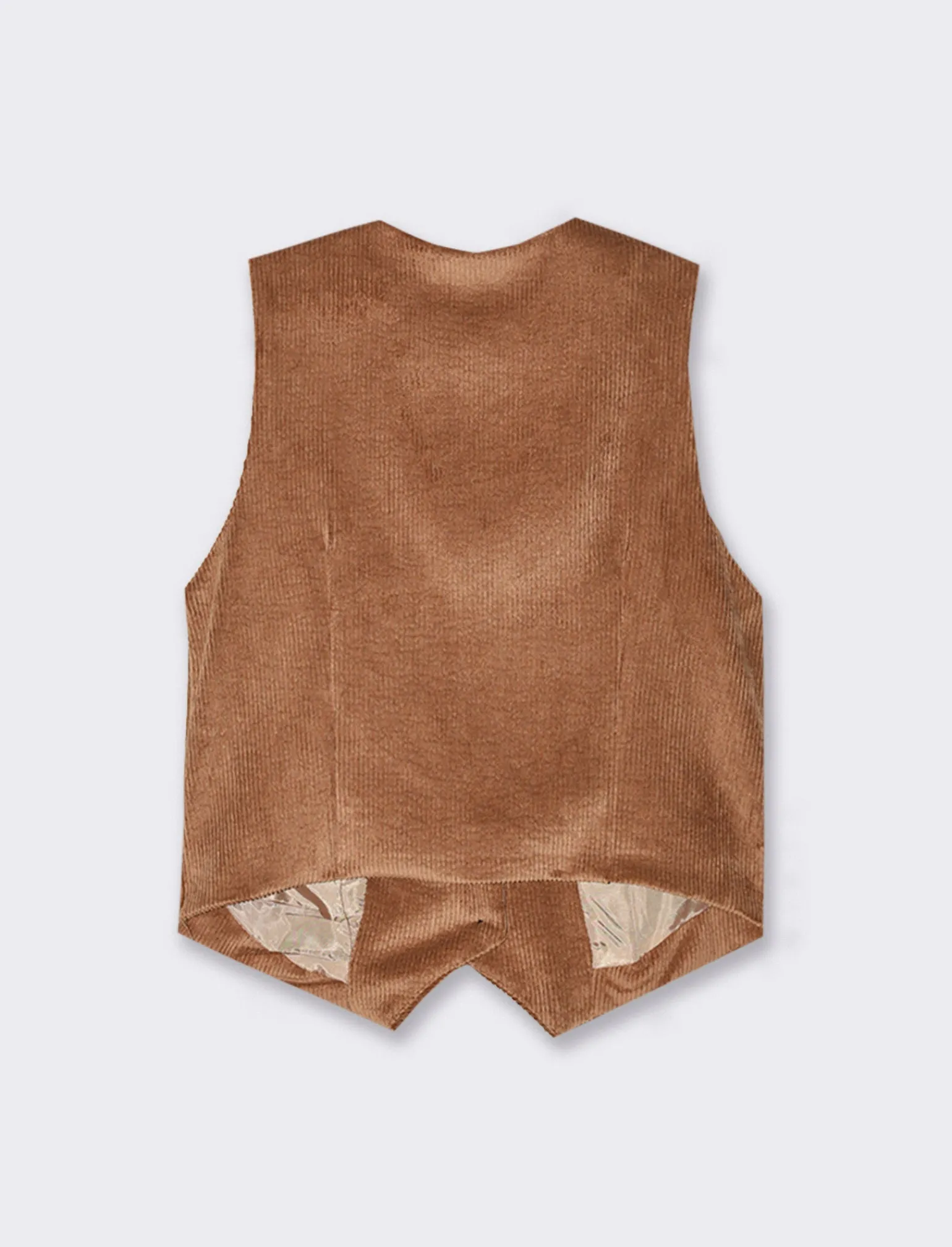 Donna Piazza Italia Giacche E Blazer<Gilet a coste in tessuto effetto velluto con bottoni - tabacco