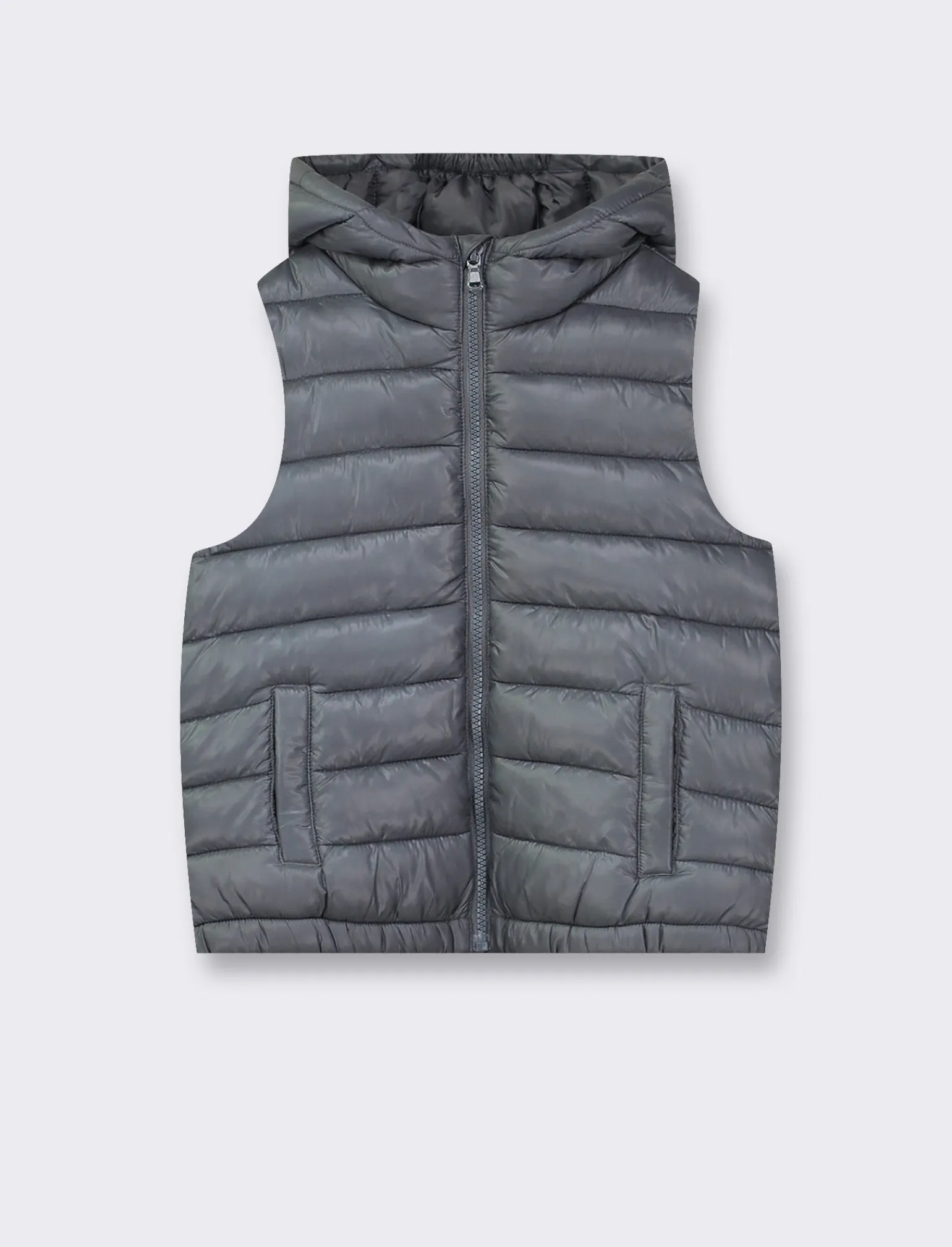 Bambino Piazza Italia Bambino | Gilet<Gilet imbottito leggero con cappuccio apertura con zip frontale - cenere