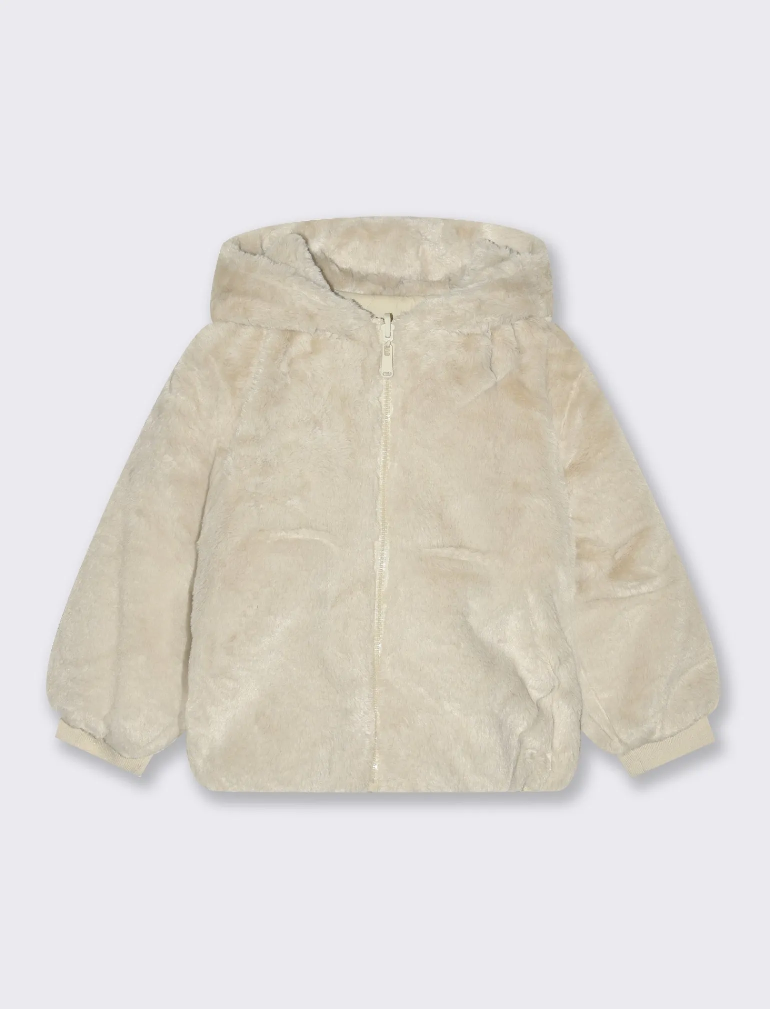 Piazza Italia Bambina | Giubbini E Cappotti<Giubbino da bambina effetto finta pelliccia e trapuntato con cappuccio - Beige