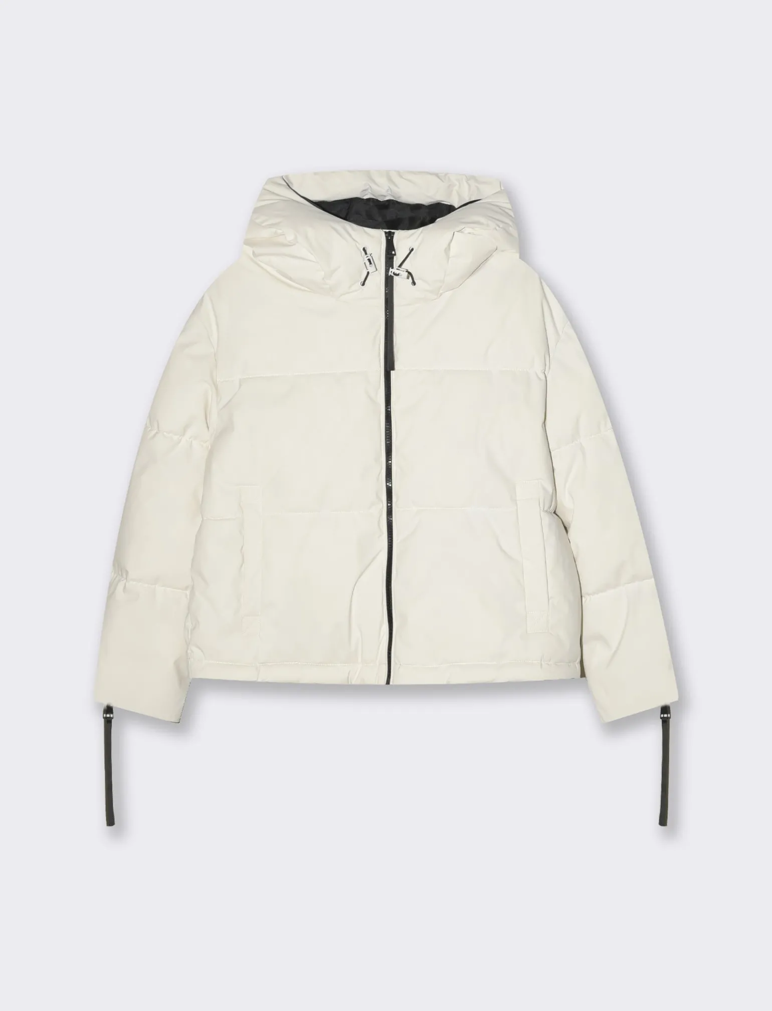 Donna Piazza Italia Donna | Giubbini E Cappotti<Giubbotto imbottito con cappuccio e chiusura con zip e coulisse - gesso