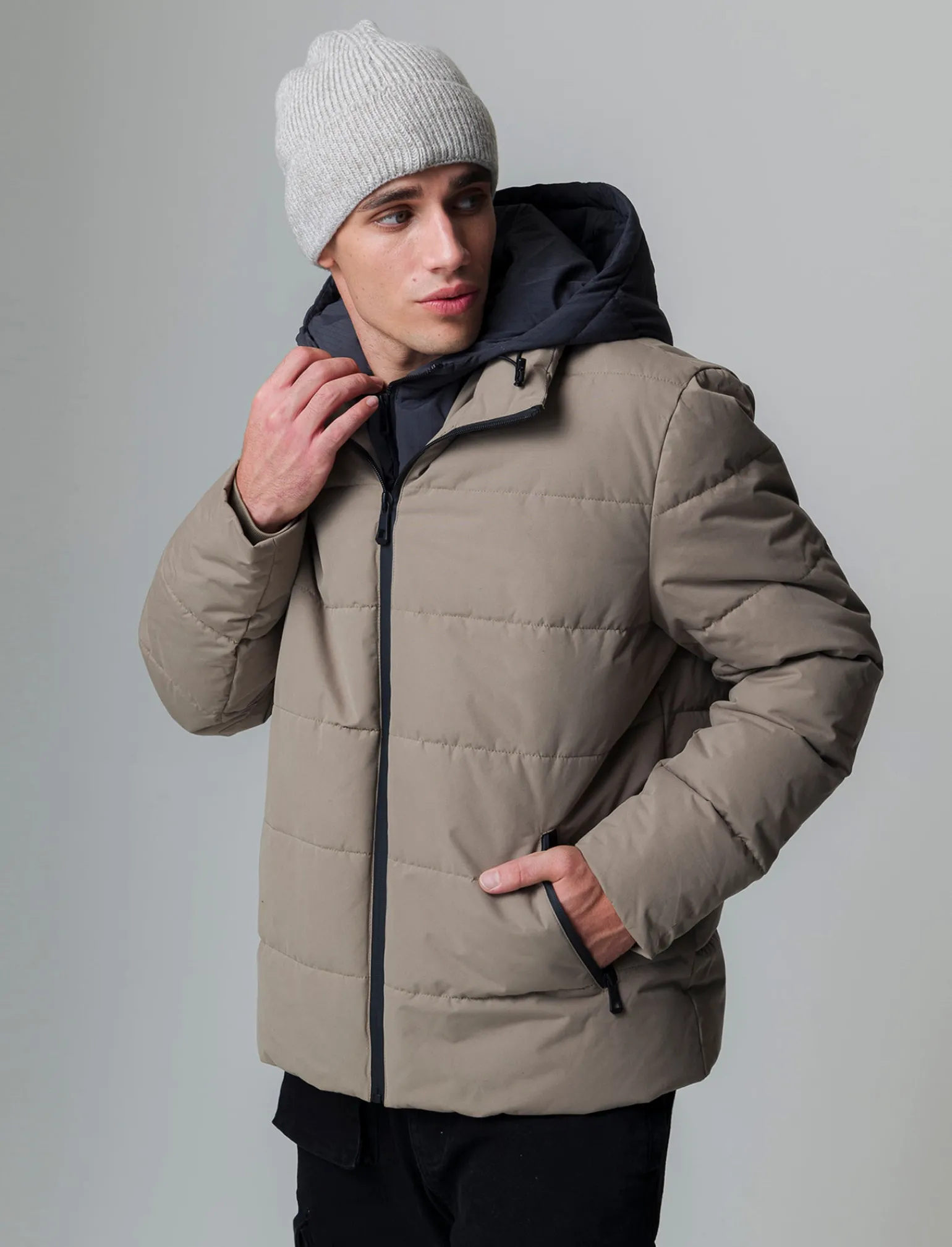 Uomo Piazza Italia Uomo | Giubbini E Cappotti<Giubbotto imbottito realizzato in tessuto tecnico con cappuccio - kaki