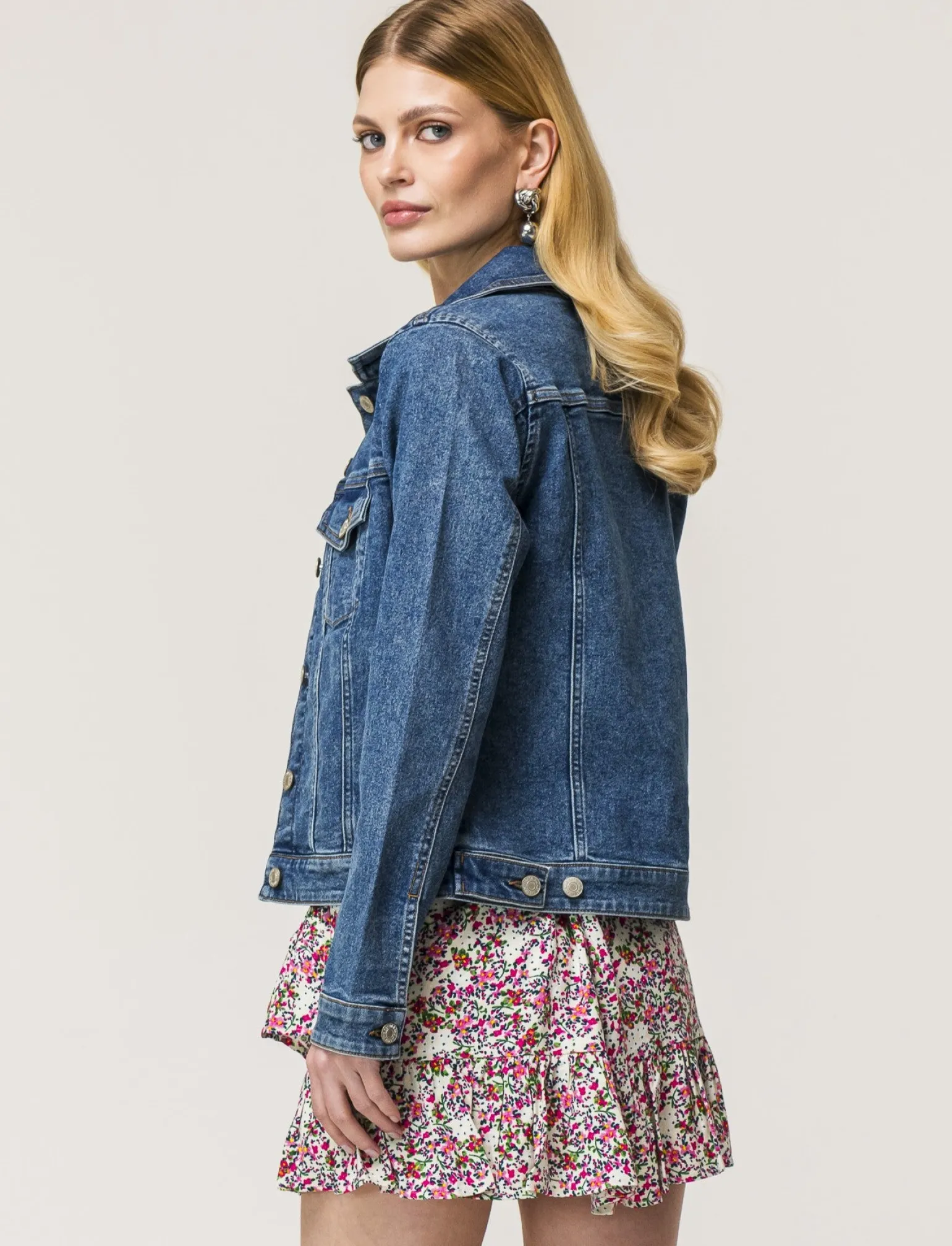 Donna Piazza Italia Donna | Giubbini E Cappotti<Giubbotto in denim vestibilità slim in tessuto denim elasticizzato - Denim