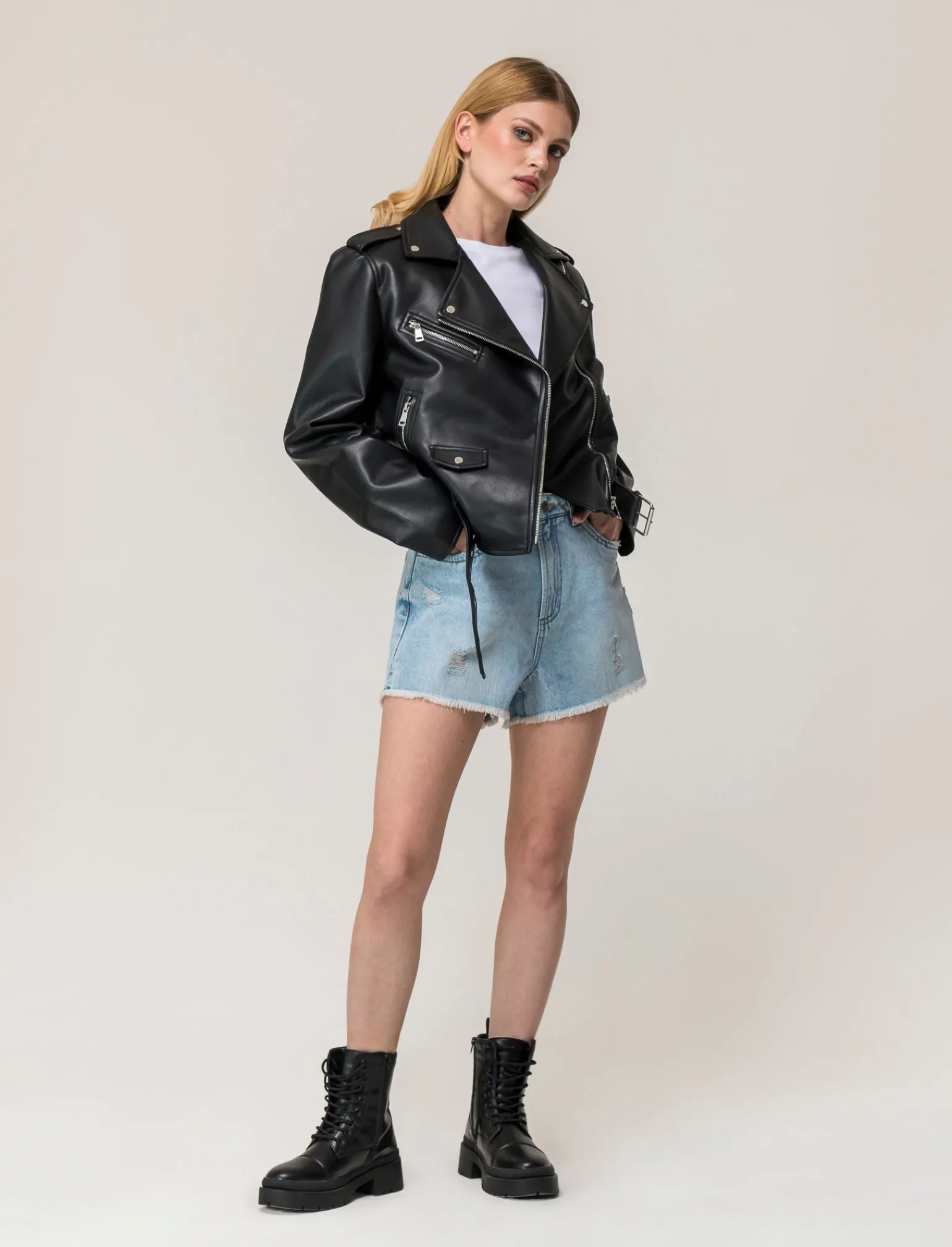 Donna Piazza Italia Donna | Giubbini E Cappotti<Giubbotto modello biker vestibilità regular -