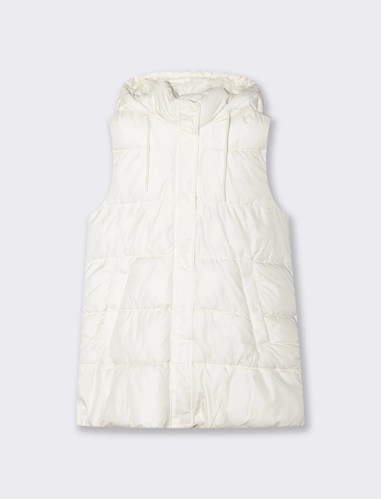 Donna Piazza Italia Donna | Giubbini E Cappotti<Giubbotto modello gilet con cappuccio e tasche a filetto - gesso