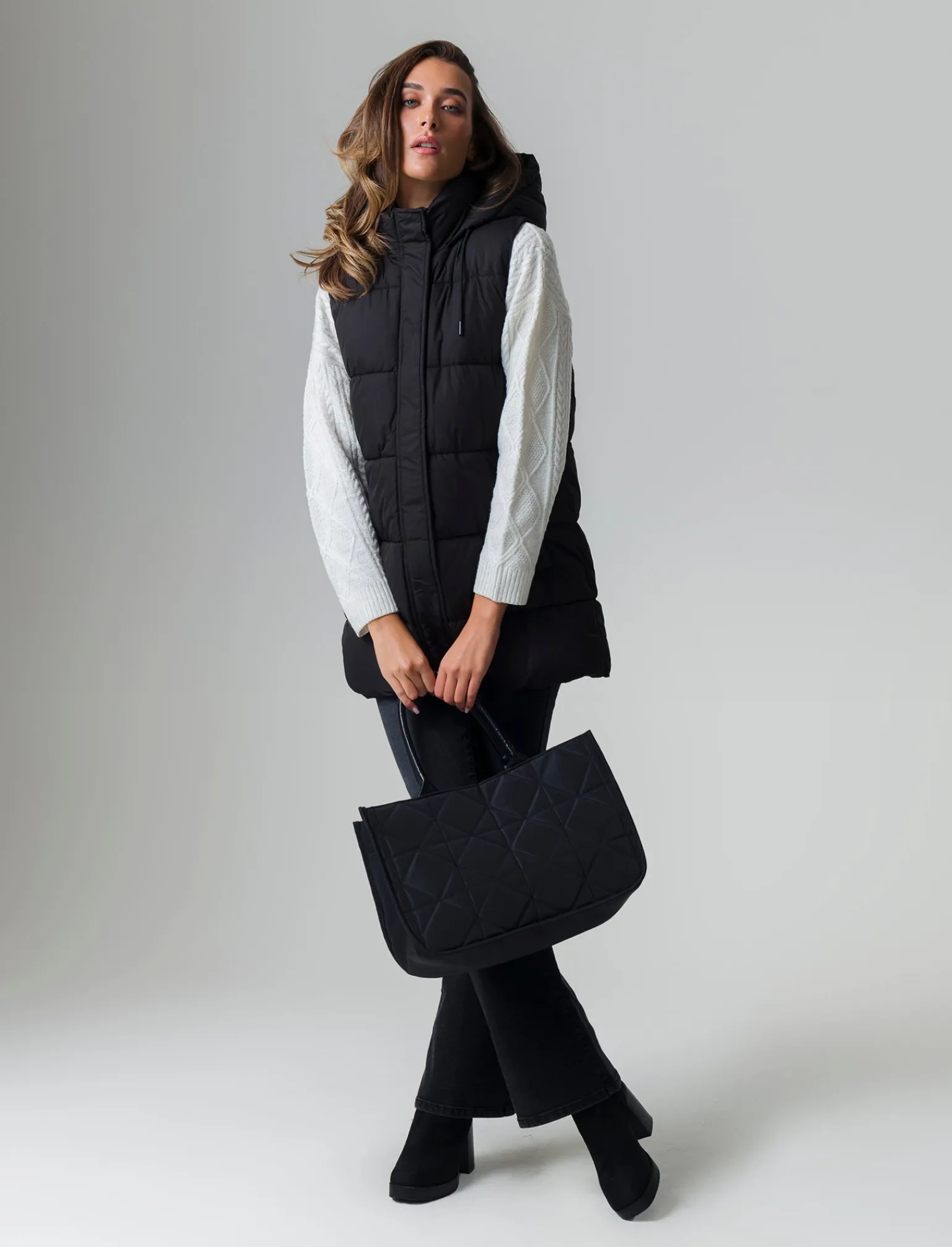 Donna Piazza Italia Donna | Giubbini E Cappotti<Giubbotto modello gilet con cappuccio e tasche a filetto -
