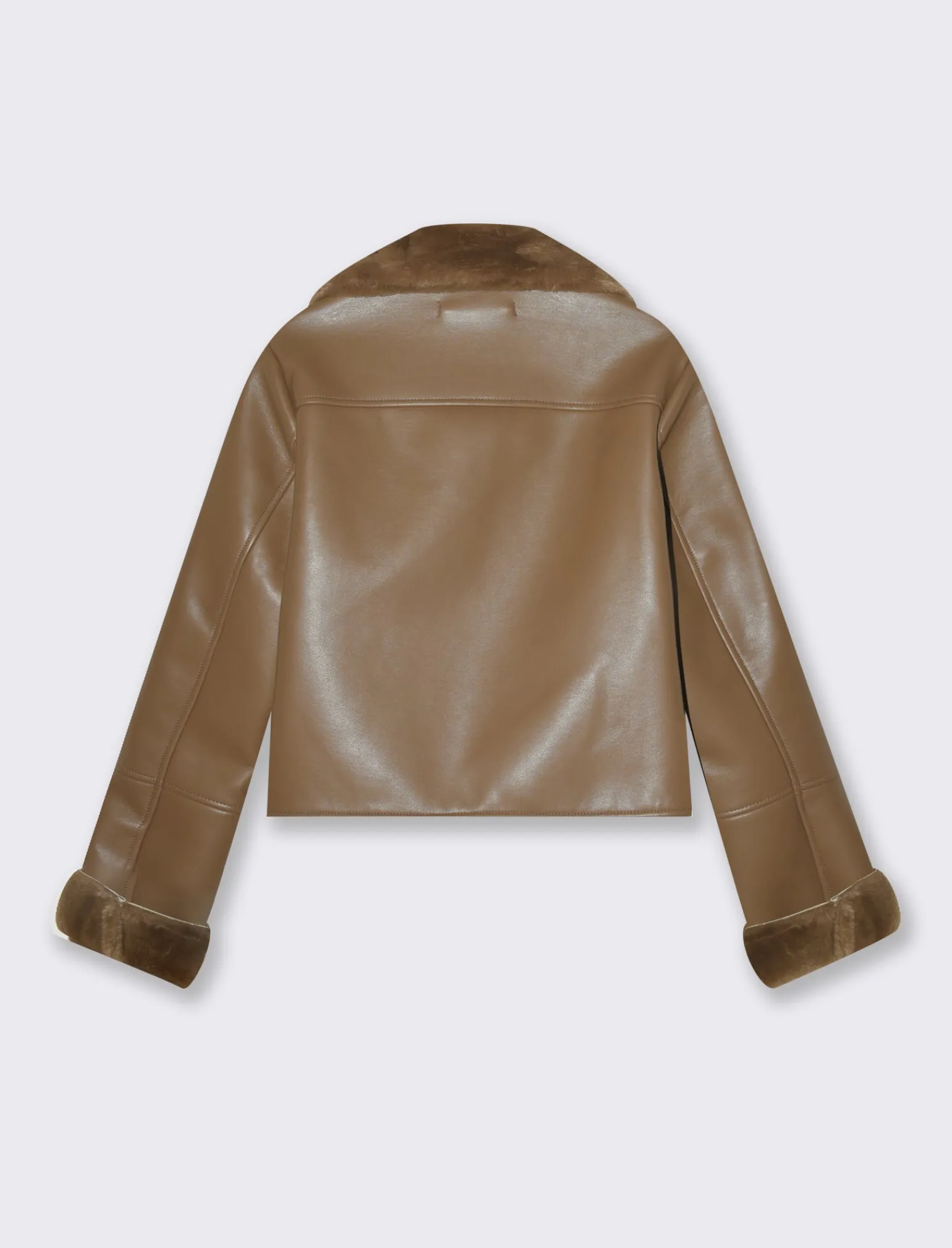 Donna Piazza Italia Donna | Giubbini E Cappotti<Giubotto modello chiodo in finto sued con interno in shearling - tortora