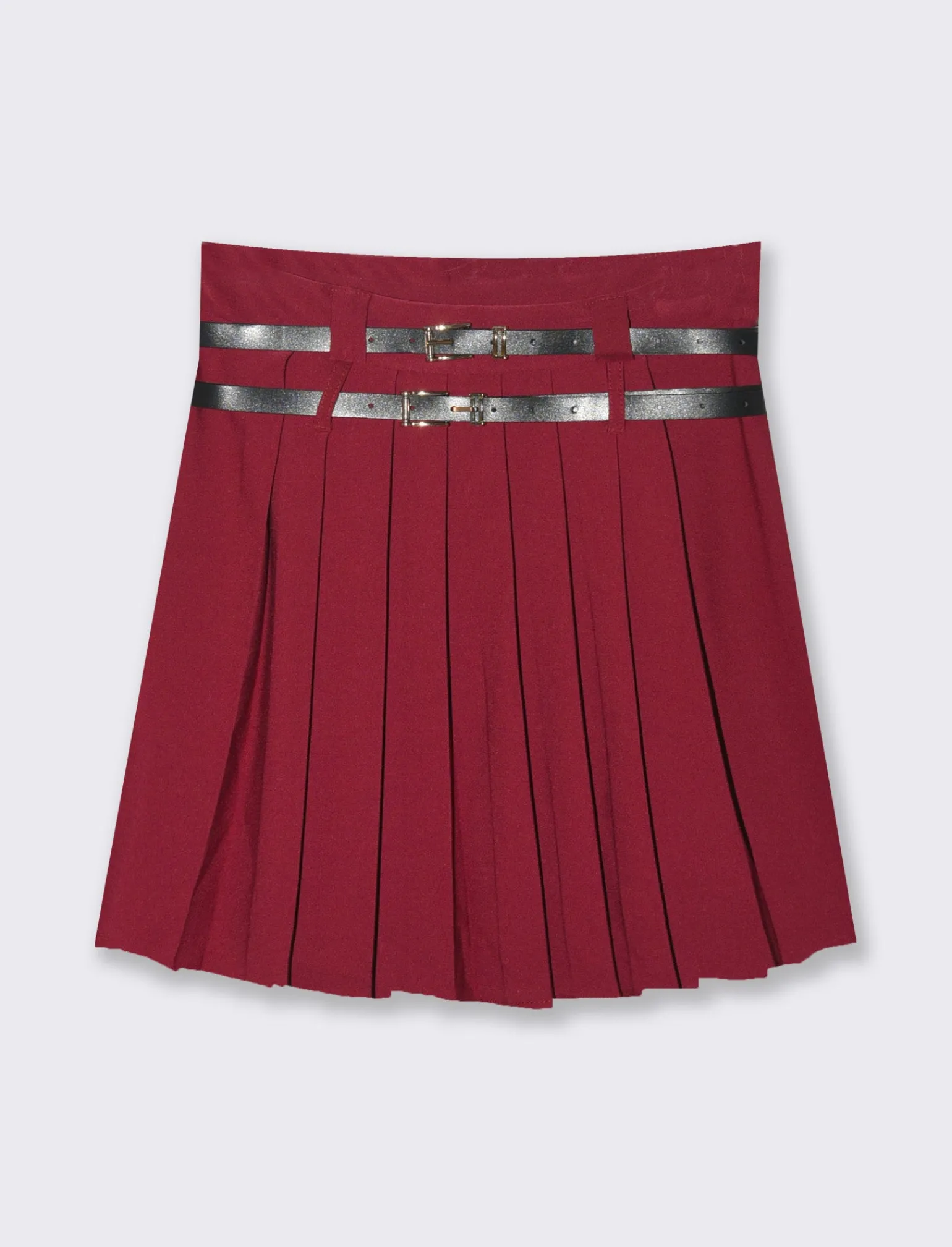 Donna Piazza Italia Gonne<Gonna plisset con cinture - Rosso amarena