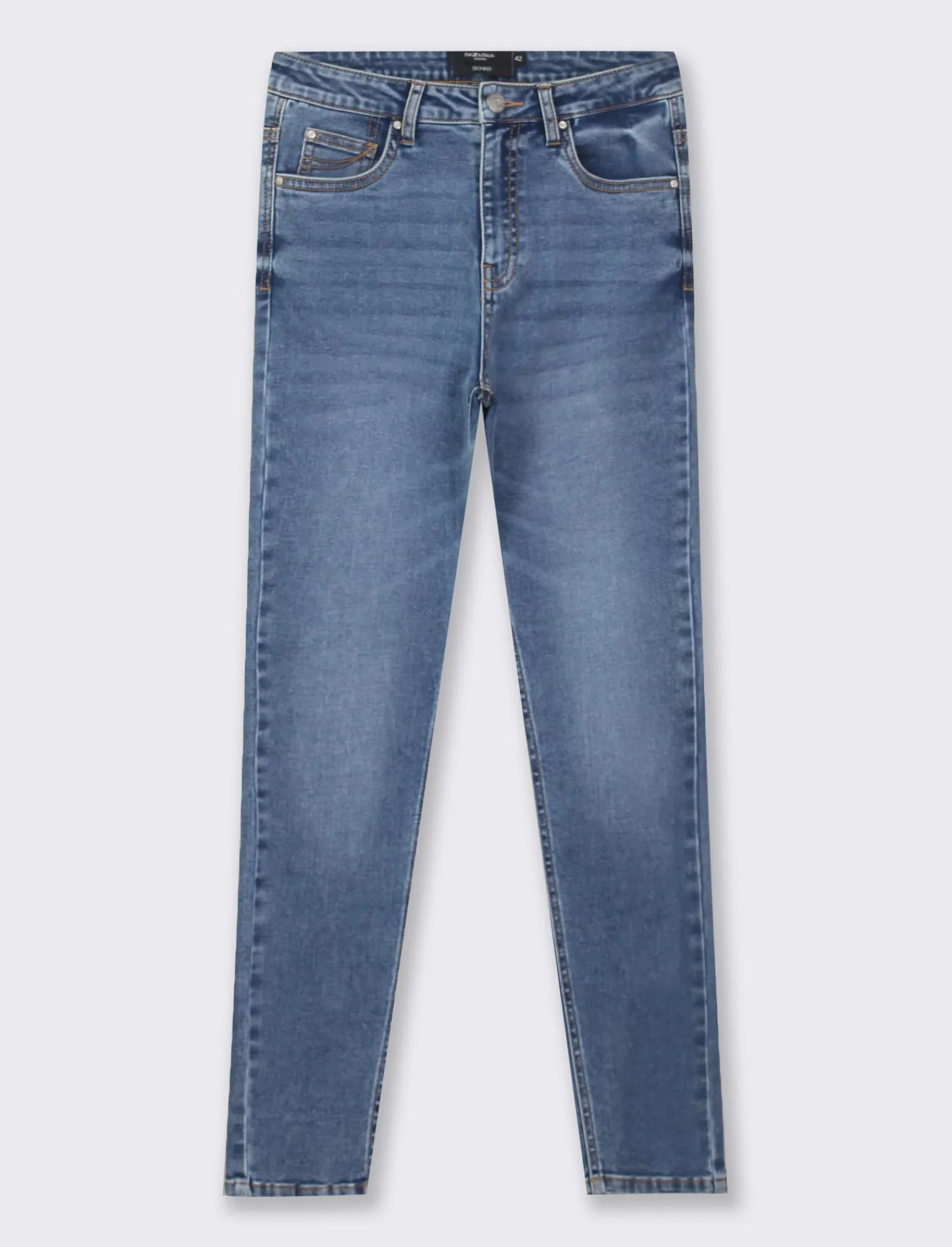 Donna Piazza Italia Donna | Jeans<Jeans basico 5 tasche vita alta vestibilità skinny e chiusura con zip e bottone - Denim
