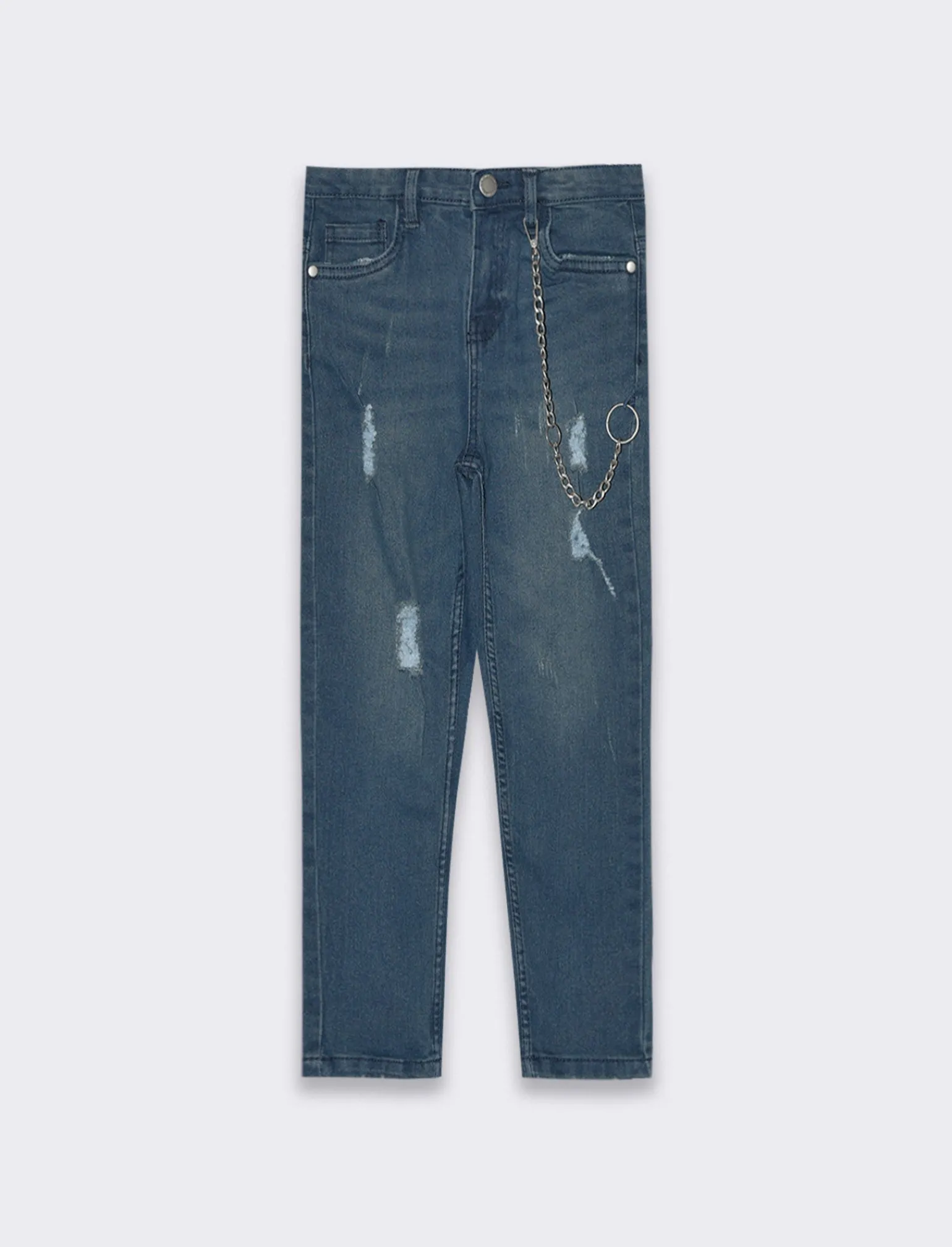 Bambino Piazza Italia Bambino | Jeans<Jeans in cotone elasticizzato, gamba dritta e vita regolabile - DENIM SCURO