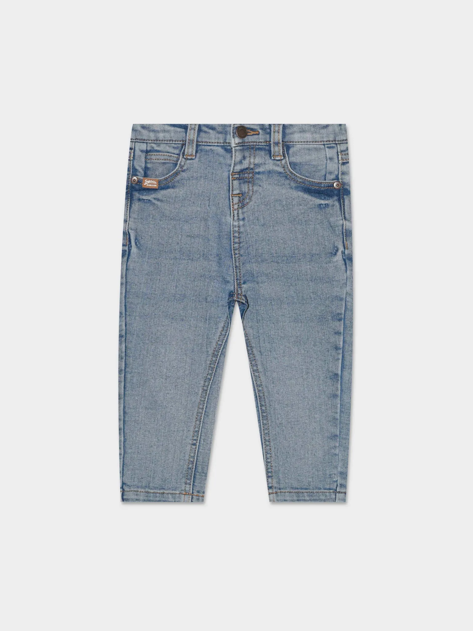 Piazza Italia Jeans<Jeans in misto cotone, con abbottonatura a pressione e applicazione sulla tasca posteriore - Denim