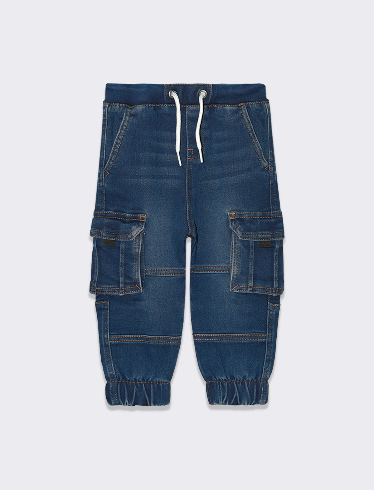 Piazza Italia Neonato | Jeans<Jeans modello cargo con elastico a fondo gamba - Denim