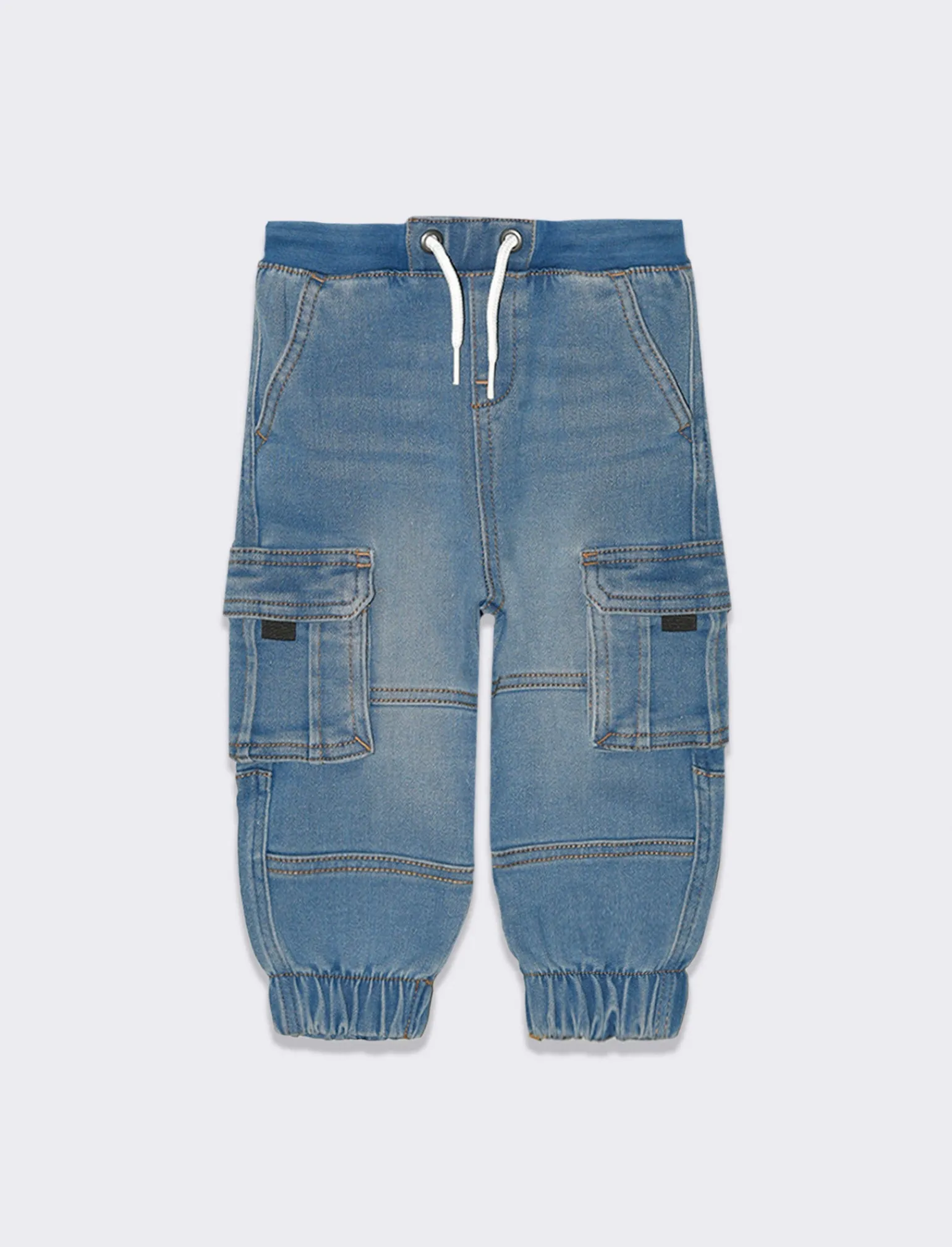 Piazza Italia Neonato | Jeans<Jeans modello cargo con elastico a fondo gamba - Denim chiaro