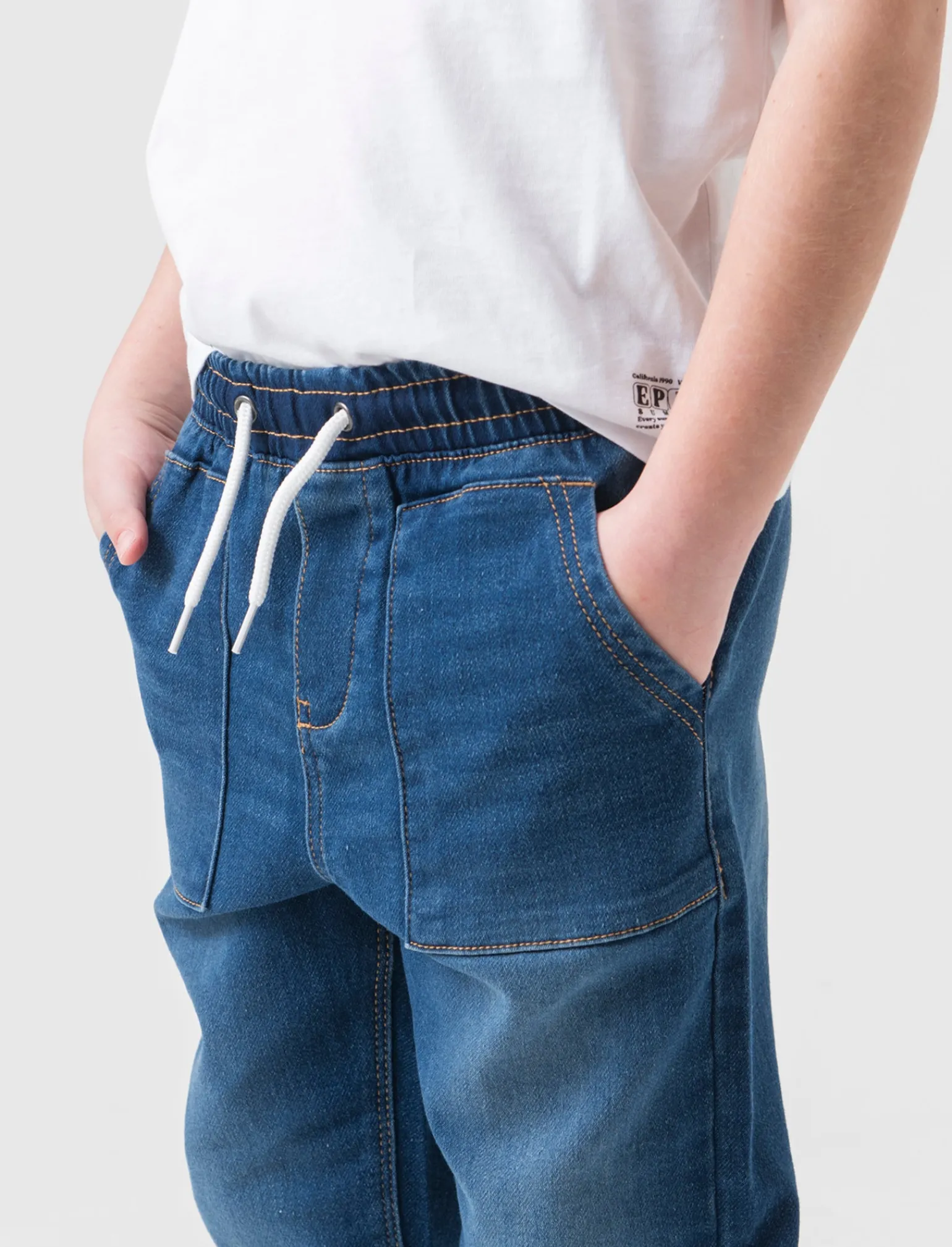 Bambino Piazza Italia Bambino | Jeans<Jeans modello jogger con lacci in vita stile casual - Denim