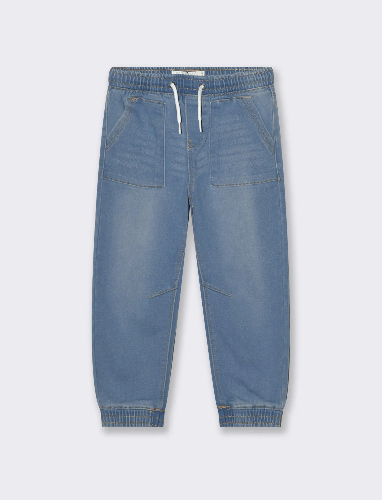 Bambino Piazza Italia Bambino | Jeans<Jeans modello jogger con lacci in vita stile casual - Denim chiaro