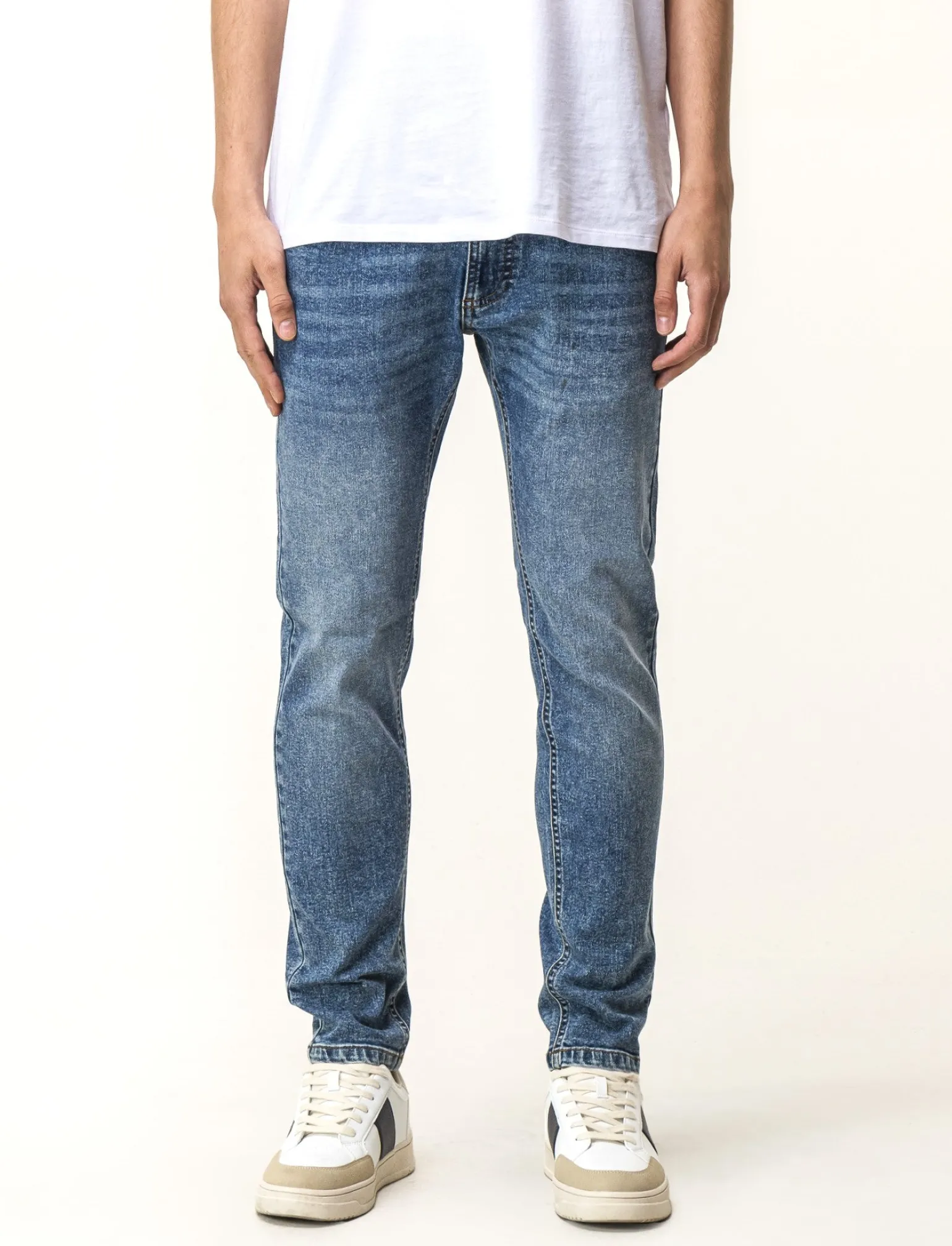 Uomo Piazza Italia Jeans<Jeans skinny fit cinque tasche in essuto denim super stretch effetto slavato. Chiusura anteriore con - Denim