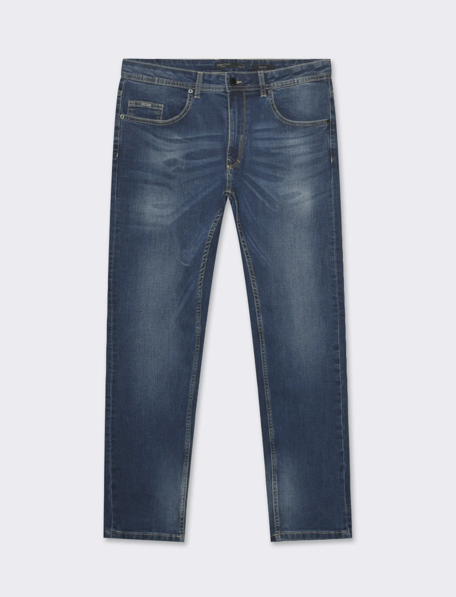 Uomo Piazza Italia Uomo | Jeans<Jeans slim fit a cinque tasche stretch effetto slavato - Denim