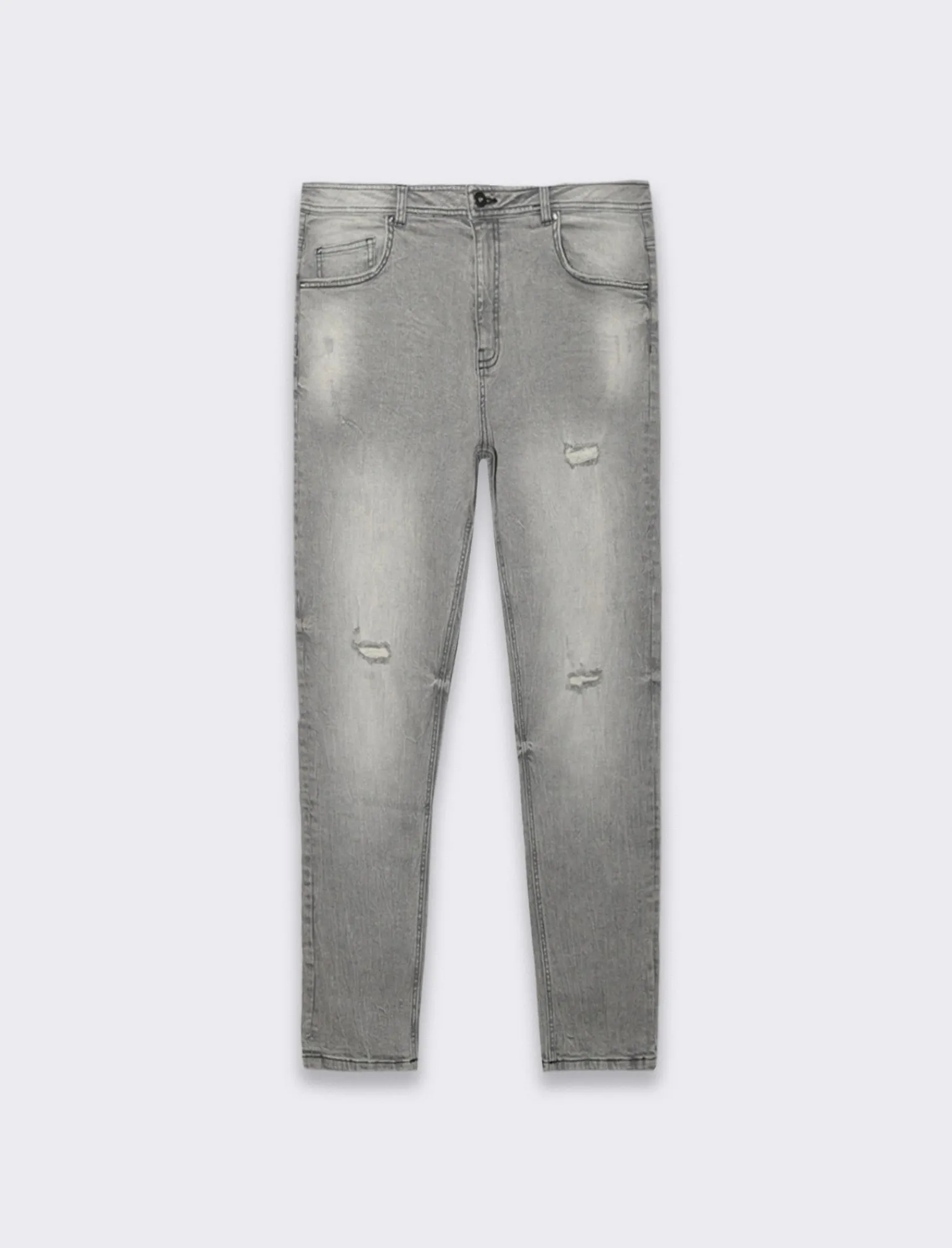 Uomo Piazza Italia Jeans<Jeans slim tapered fit cinque tasche stretch con strappi - Grigio