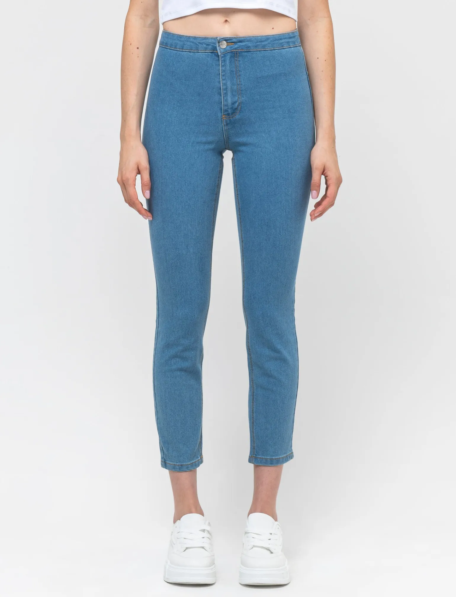 Donna Piazza Italia Jeans<Jeggings skinny vita alta in tessuto elasticizzato e tasche sul retro - Denim