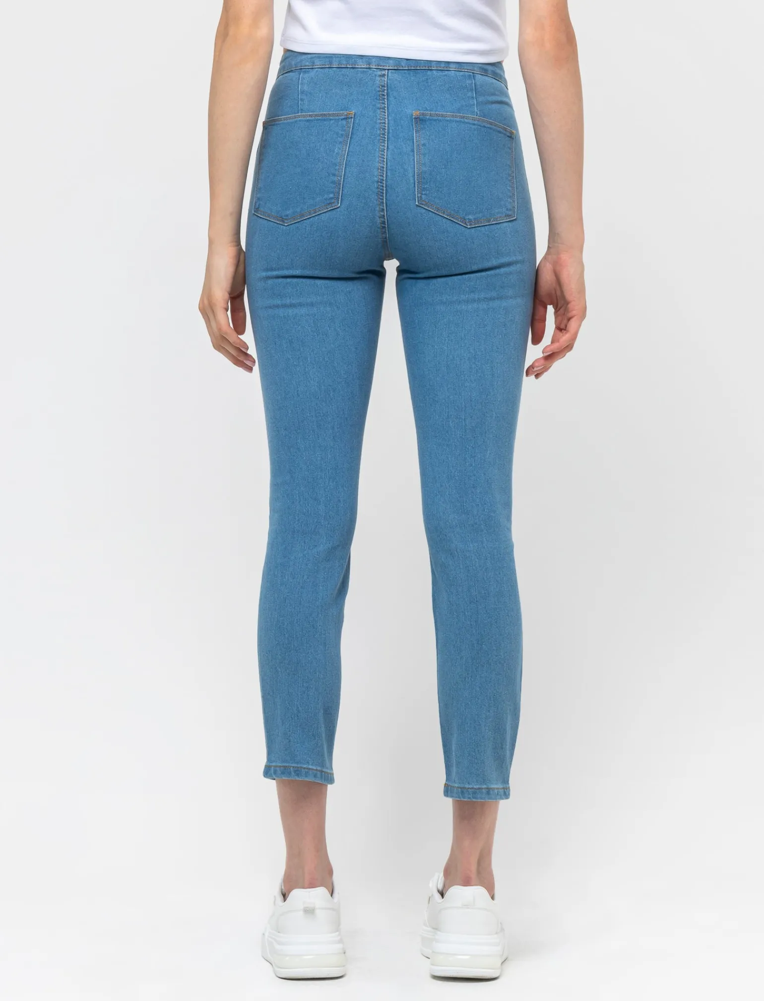Donna Piazza Italia Jeans<Jeggings skinny vita alta in tessuto elasticizzato e tasche sul retro - Denim