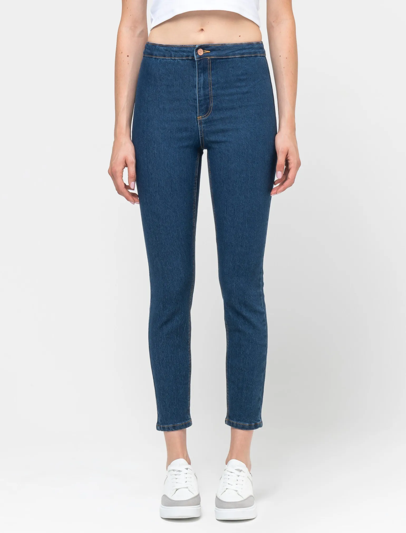 Donna Piazza Italia Jeans<Jeggings skinny vita alta in tessuto elasticizzato e tasche sul retro - DENIM SCURO