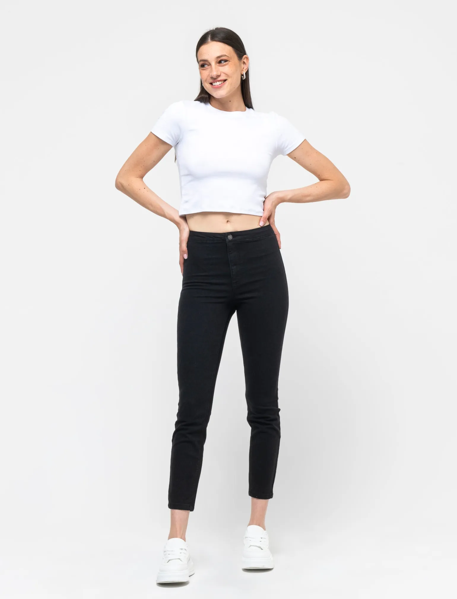 Donna Piazza Italia Jeans<Jeggings skinny vita alta in tessuto elasticizzato e tasche sul retro -