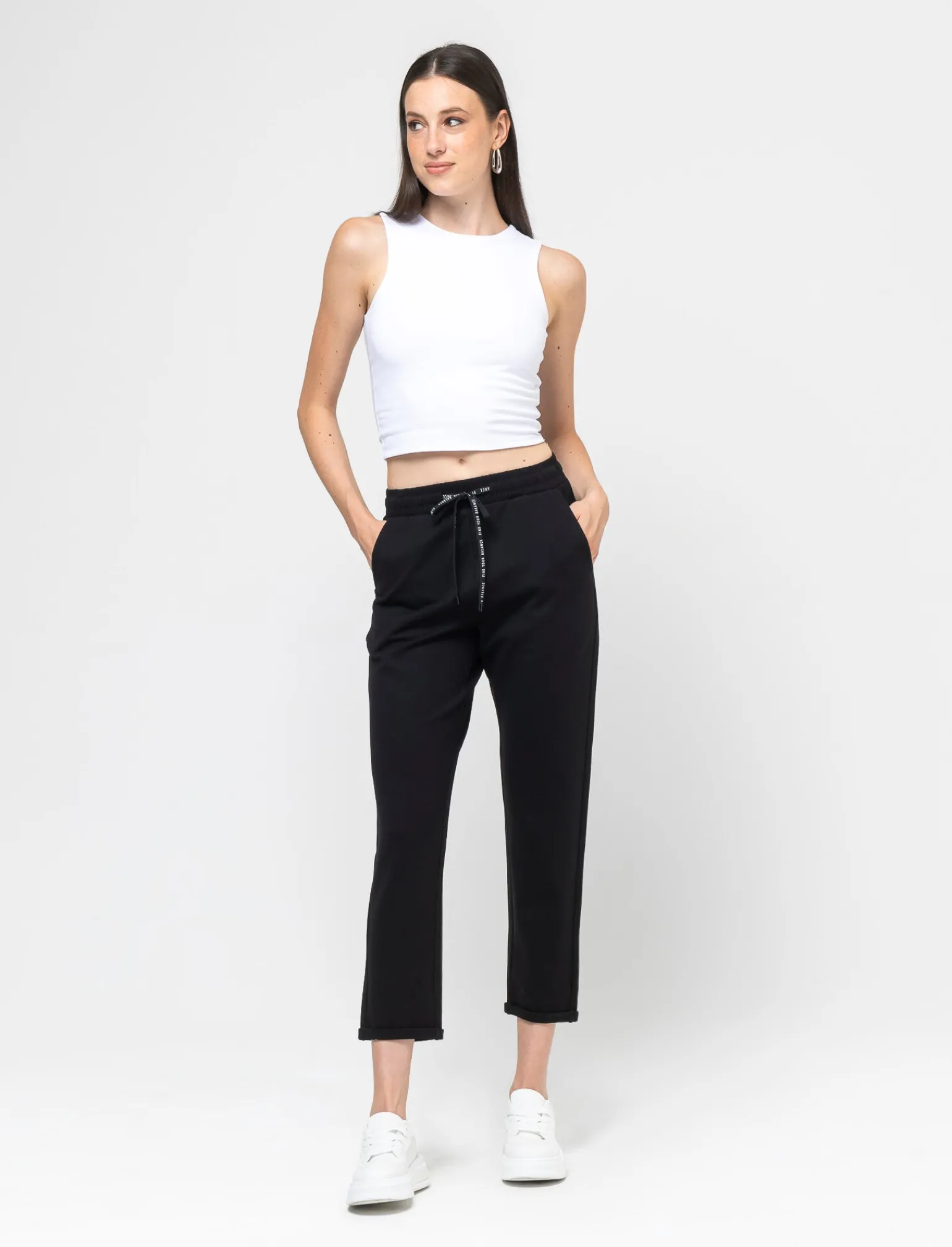 Donna Piazza Italia Pantaloni<Jogger con elastico in vita arricciato e tasca americana -