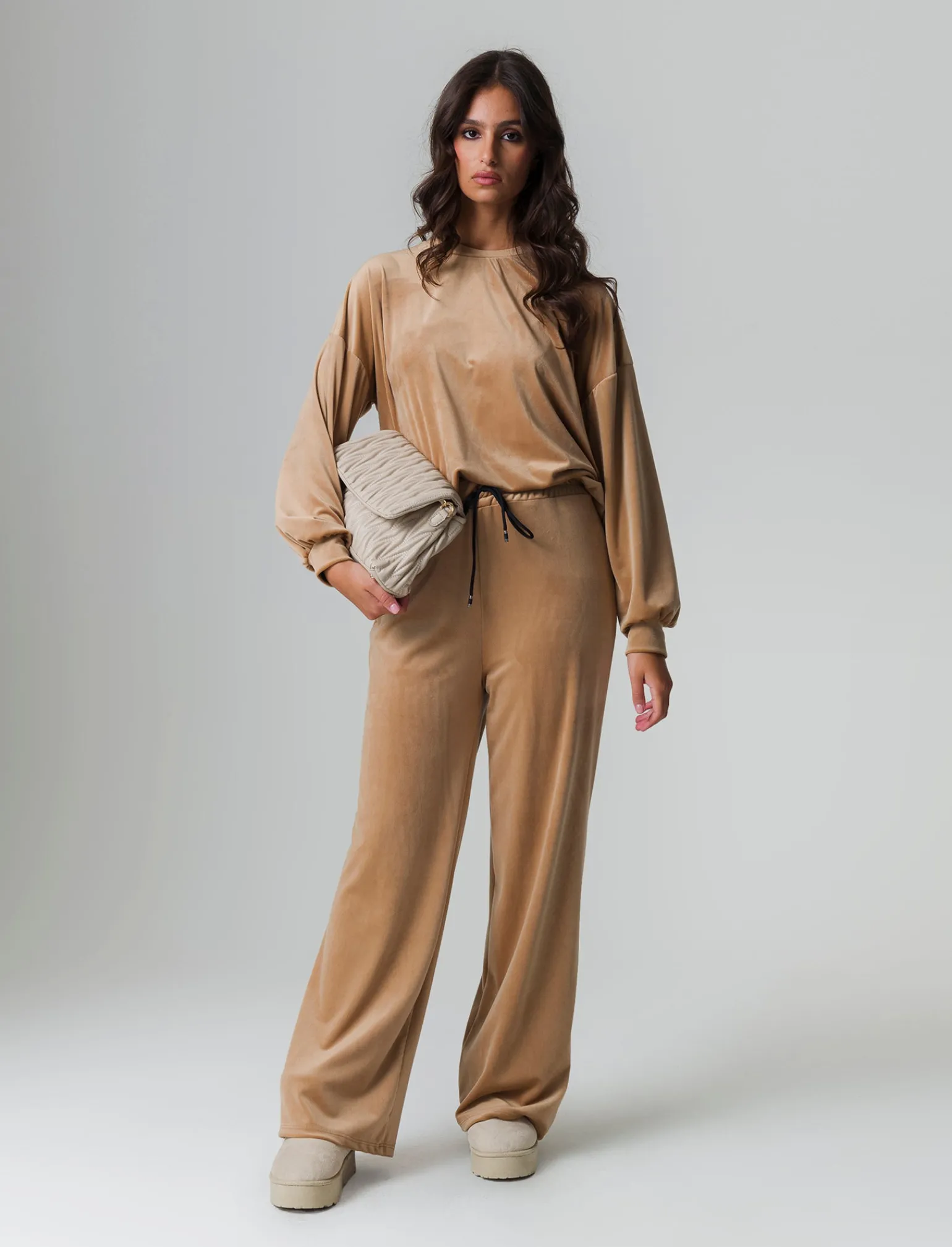 Donna Piazza Italia Donna | Pantaloni<Jogger con elastico in vita e coulisse vestibilità regular - Cammello