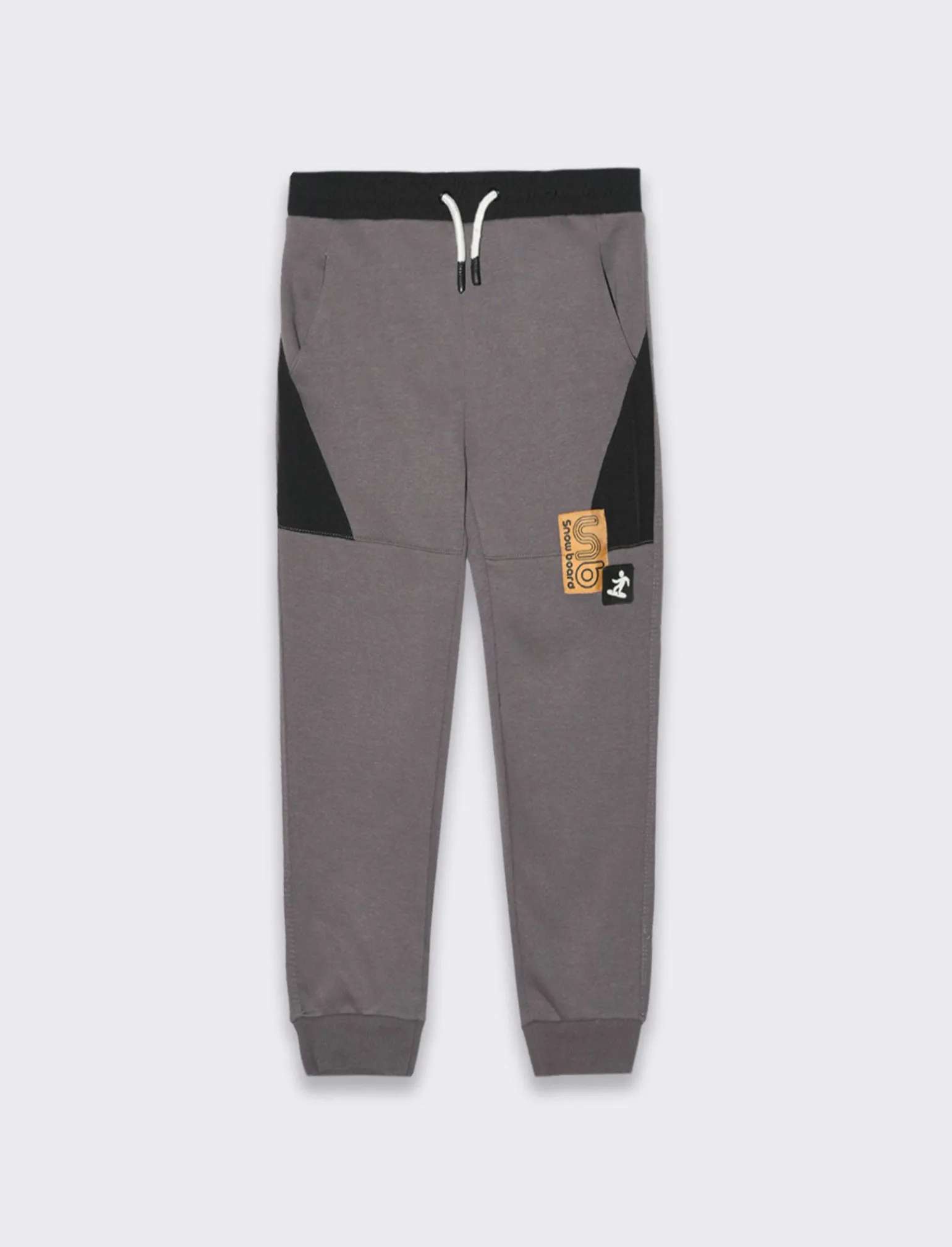 Bambino Piazza Italia Bambino | Leggings E Jogger<Jogger da bambino in felpa garzata con tagli in tessuto a contrasto - Grigio antracite