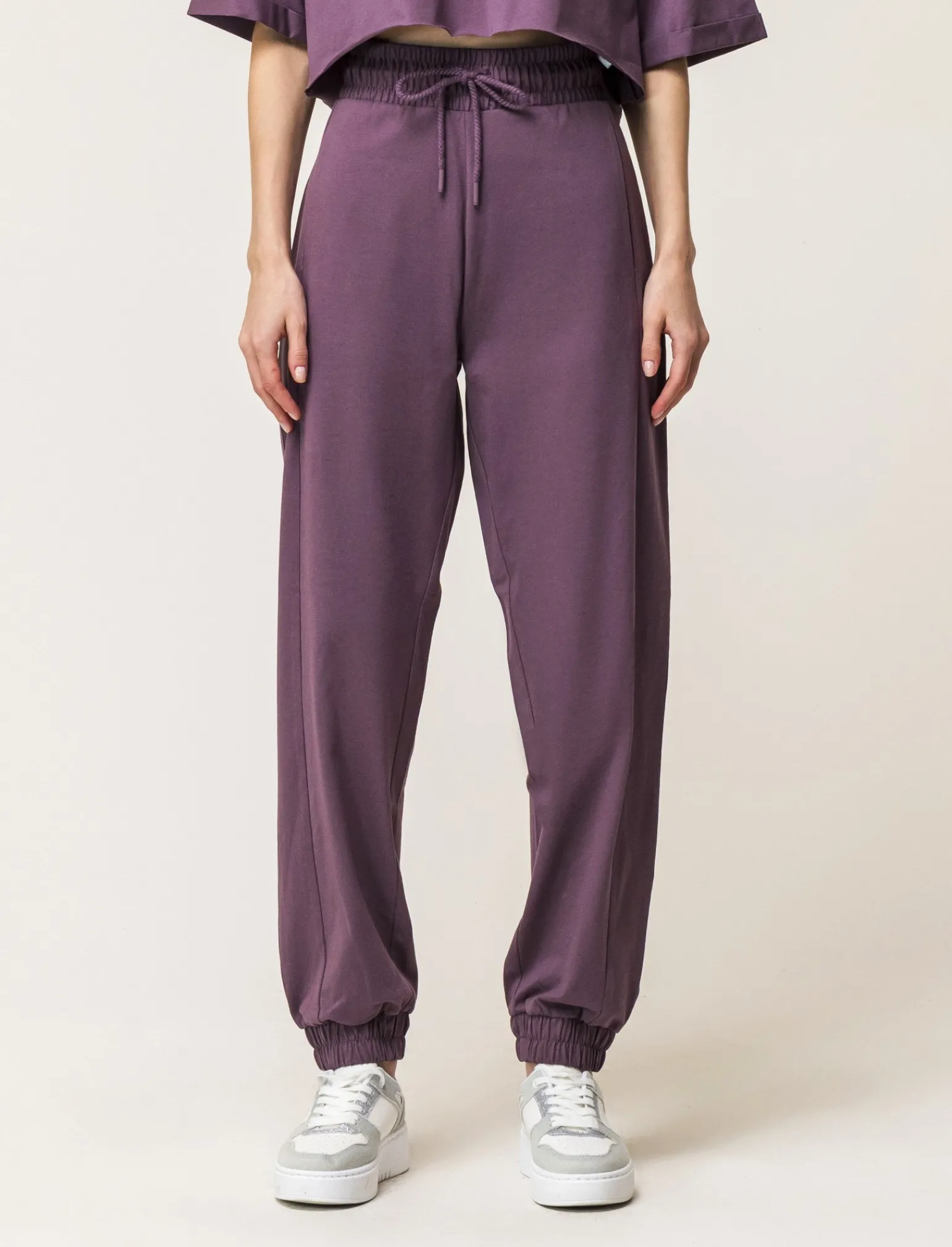 Donna Piazza Italia Donna | Pantaloni<Jogger in cotone, con coulisse ed elastico al fondo - malva