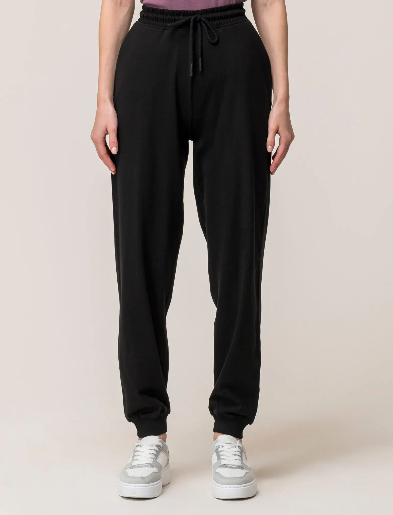 Donna Piazza Italia Donna | Pantaloni<Jogger in cotone, con coulisse, fondo in tessuto elastico a costina -