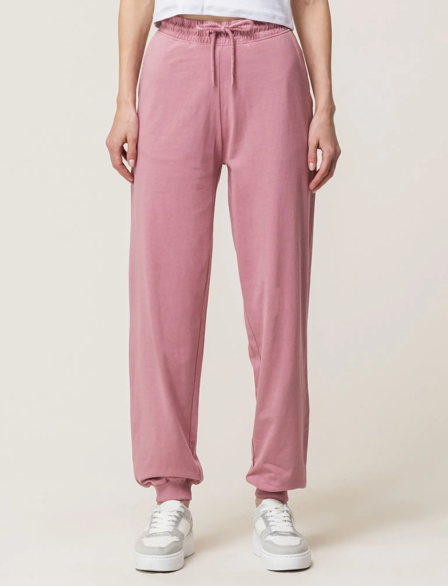 Donna Piazza Italia Donna | Pantaloni<Jogger in cotone, con coulisse, fondo in tessuto elastico a costina - cipolla