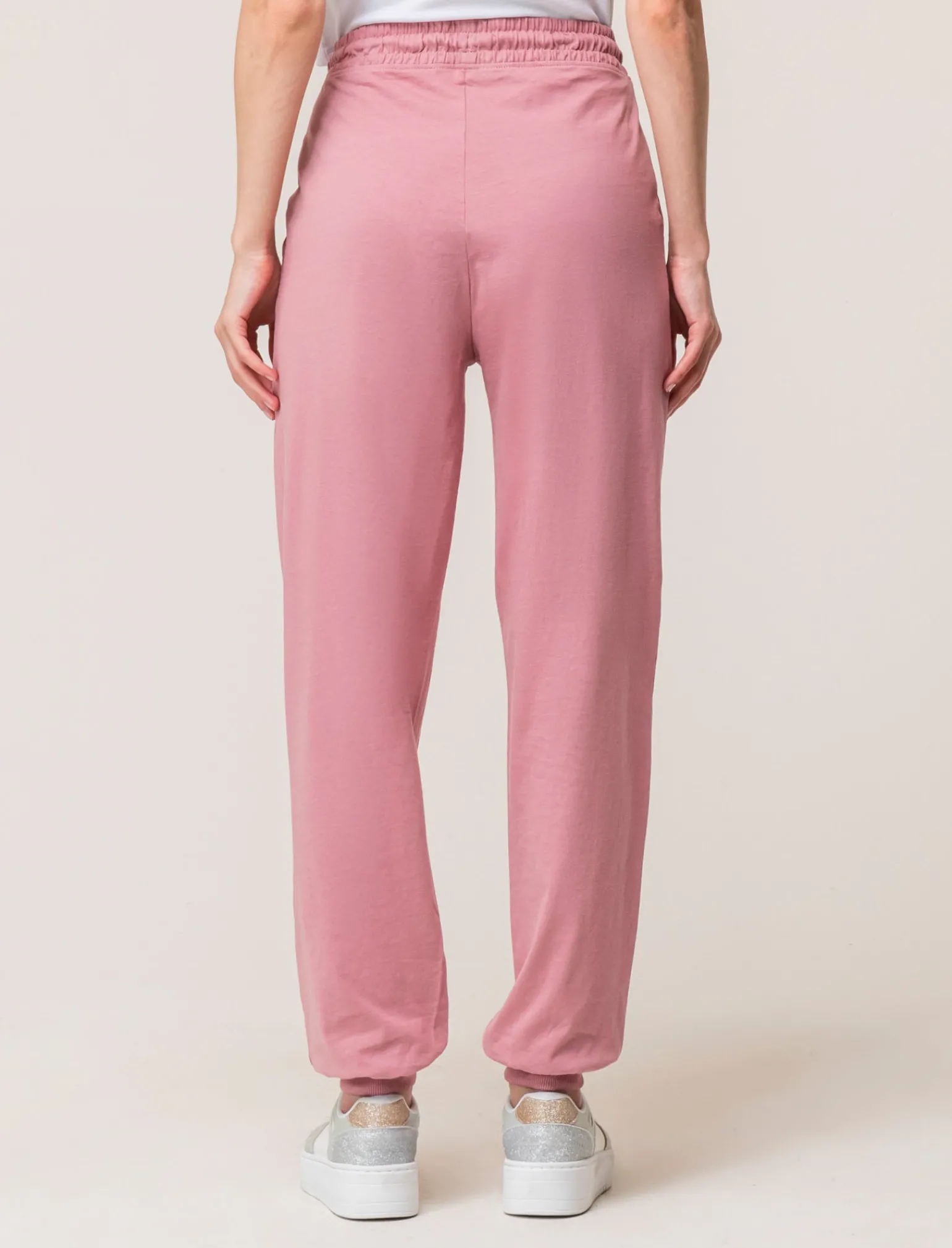Donna Piazza Italia Donna | Pantaloni<Jogger in cotone, con coulisse, fondo in tessuto elastico a costina - cipolla
