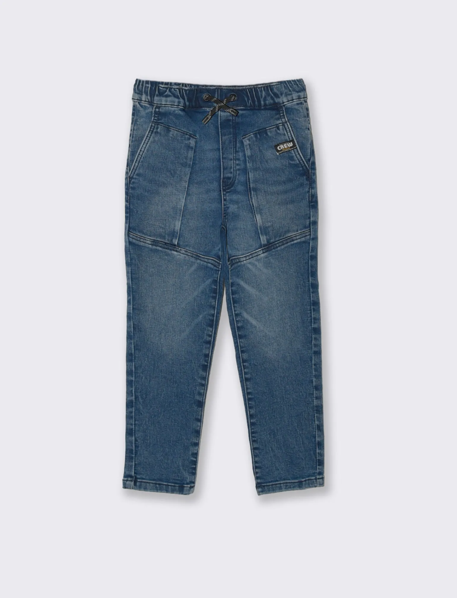 Bambino Piazza Italia Bambino | Jeans<Jogger pant da bambino in tessuto smacchinato effetto denim con tagòli frontali e patch - Denim