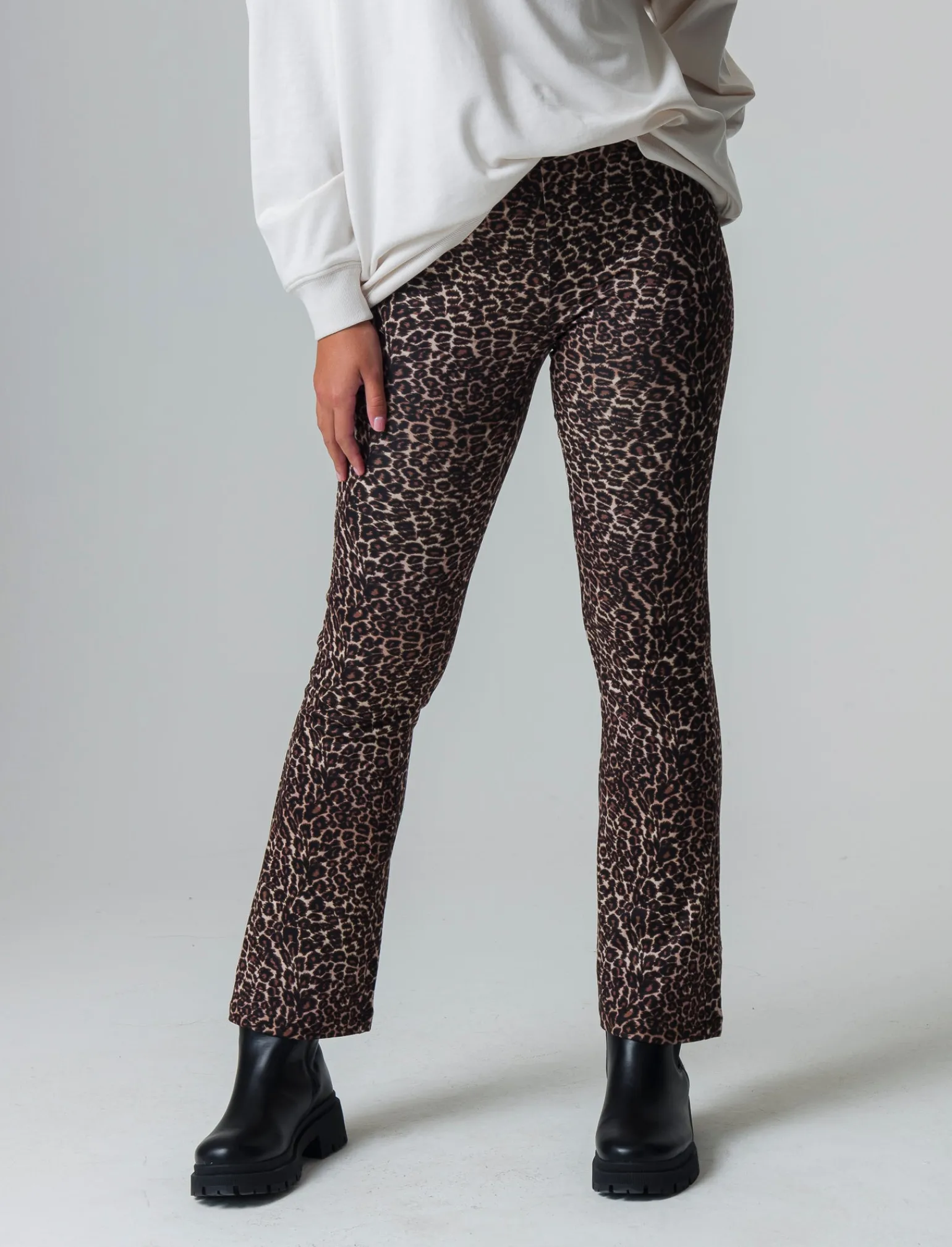 Donna Piazza Italia Donna | Pantaloni<Legging fantasia in punto milano modello flare con zip sul fianco - var 1