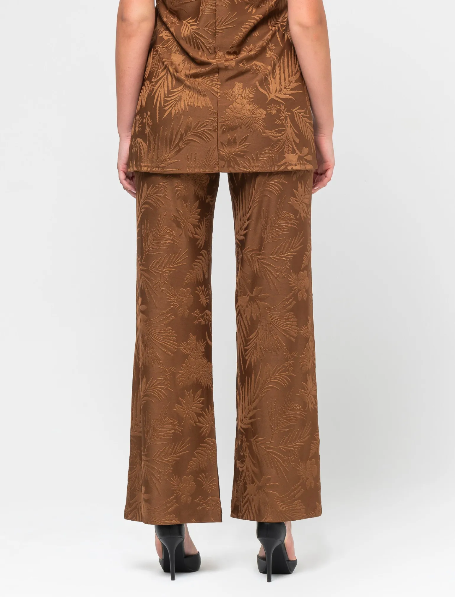 Donna Piazza Italia Pantaloni<Legging lavorazioe jaquard in tessuto di maglia garzato - tabacco