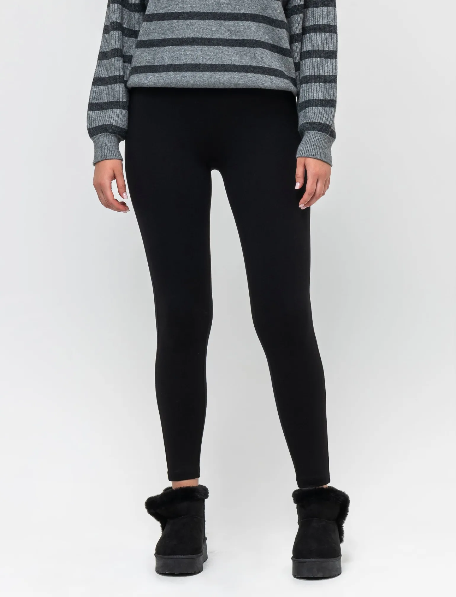 Donna Piazza Italia Donna | Pantaloni<Leggings a vita in punto milano con elastico lavorato -