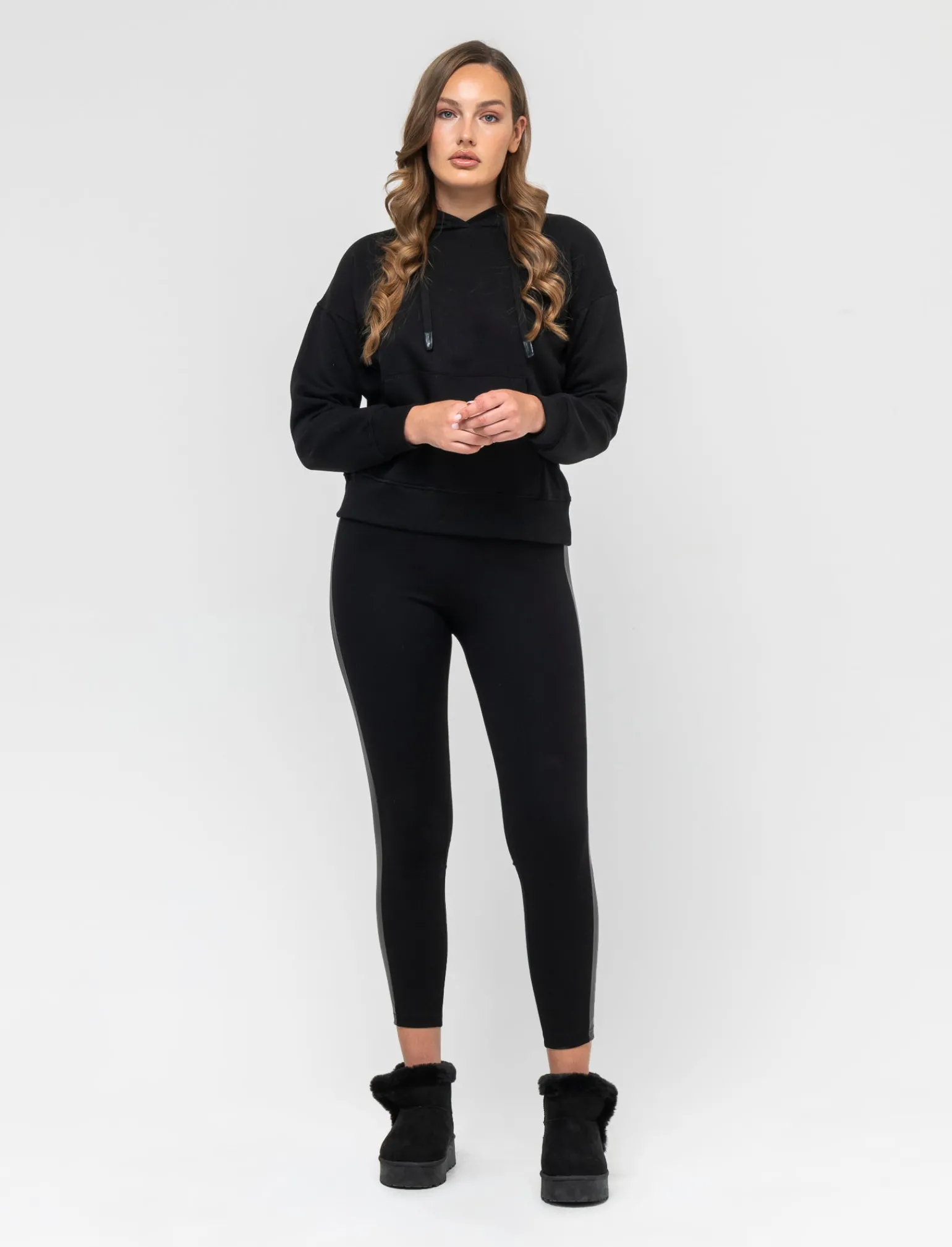 Donna Piazza Italia Pantaloni<Leggings tinta unita con inserto laterale effetto pelle -