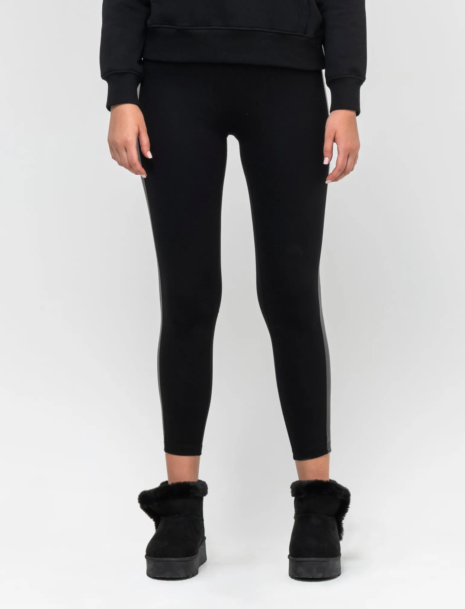 Donna Piazza Italia Pantaloni<Leggings tinta unita con inserto laterale effetto pelle -