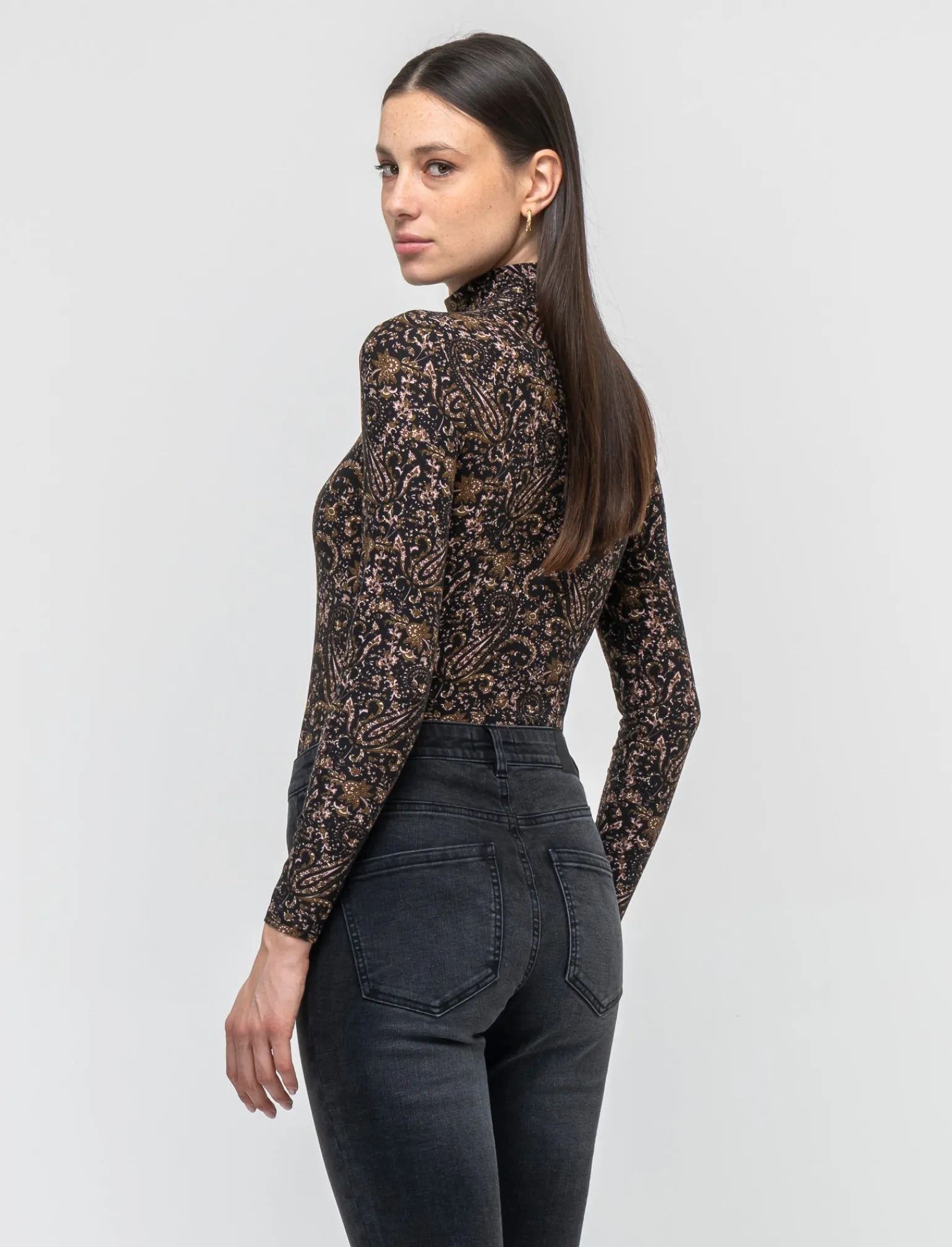 Donna Piazza Italia Donna | Maglieria<Maglia a collo alto fantasia con maniche lunghe vestibilità slim - var 2