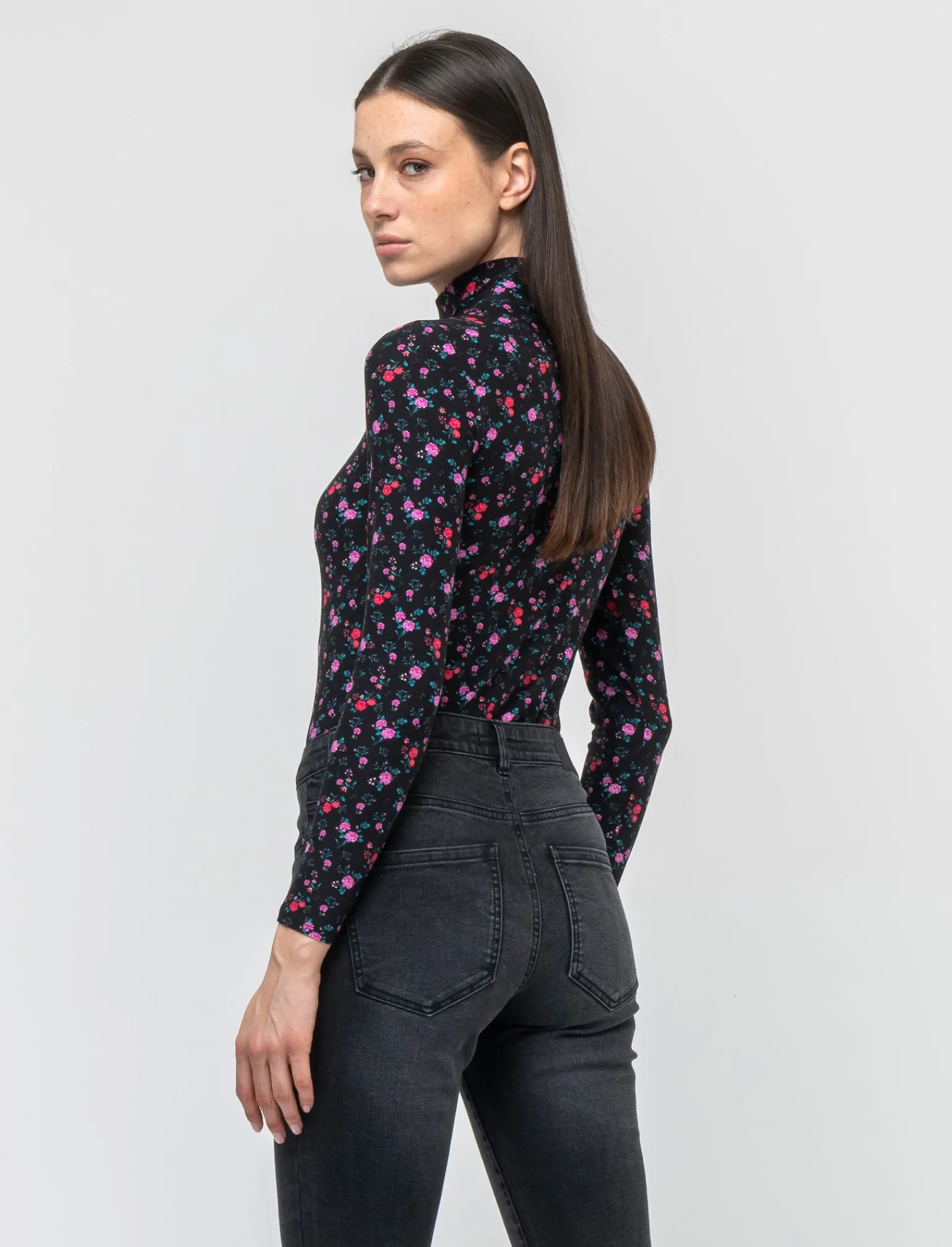 Donna Piazza Italia Donna | Maglieria<Maglia a collo alto fantasia con maniche lunghe vestibilità slim - var 1
